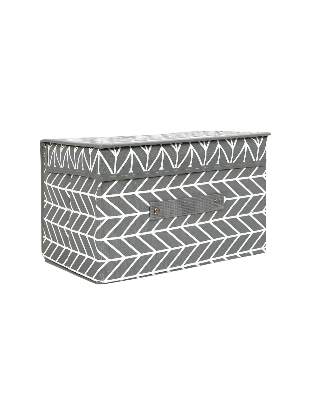 HomeStorie Grey & White Printed Canvas Storage Organiser - Medium