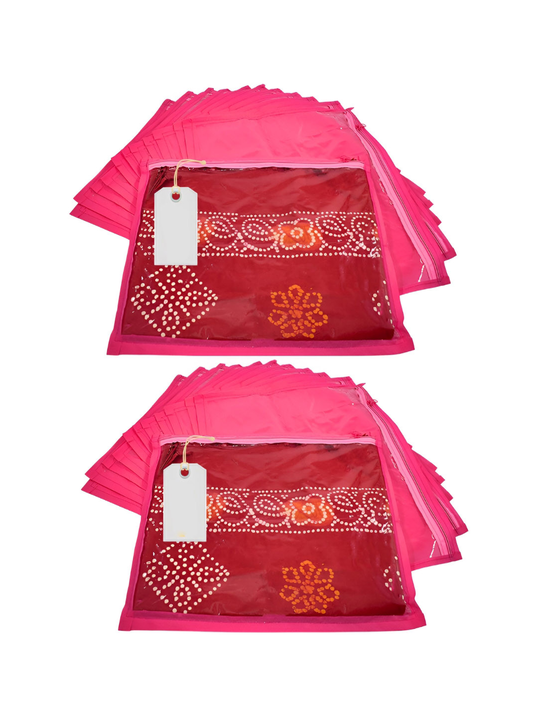 Ajabh Pink 24 Pieces Regular Multi-Utility Garment Cover Bag Organisers