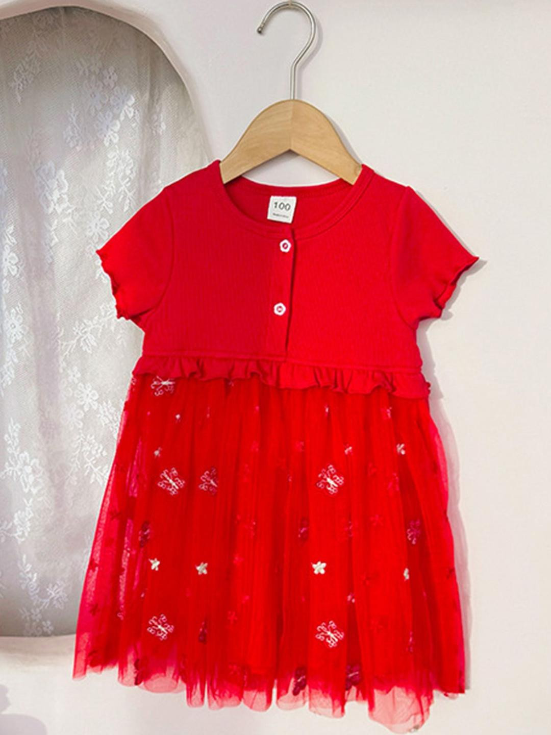 LULU & SKY Girls Butterfly Design Ruffles Tulle Fit & Flare Dress