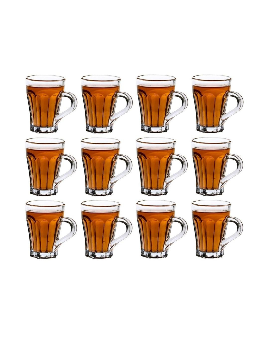 Somil Clear Glass Coffee & Tea Cup / Mug (100 Ml), Enjoy Your Drink in Style7 X 9.5 X 9.5 Cm, Pack of 12