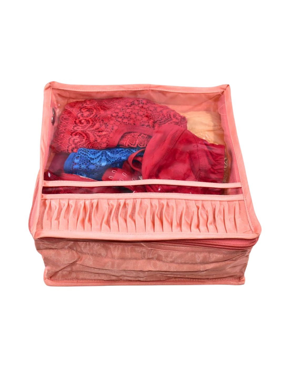 Ajabh Peach-Coloured  Water Resistant Undergarment Satin Cover Cloth Organisers