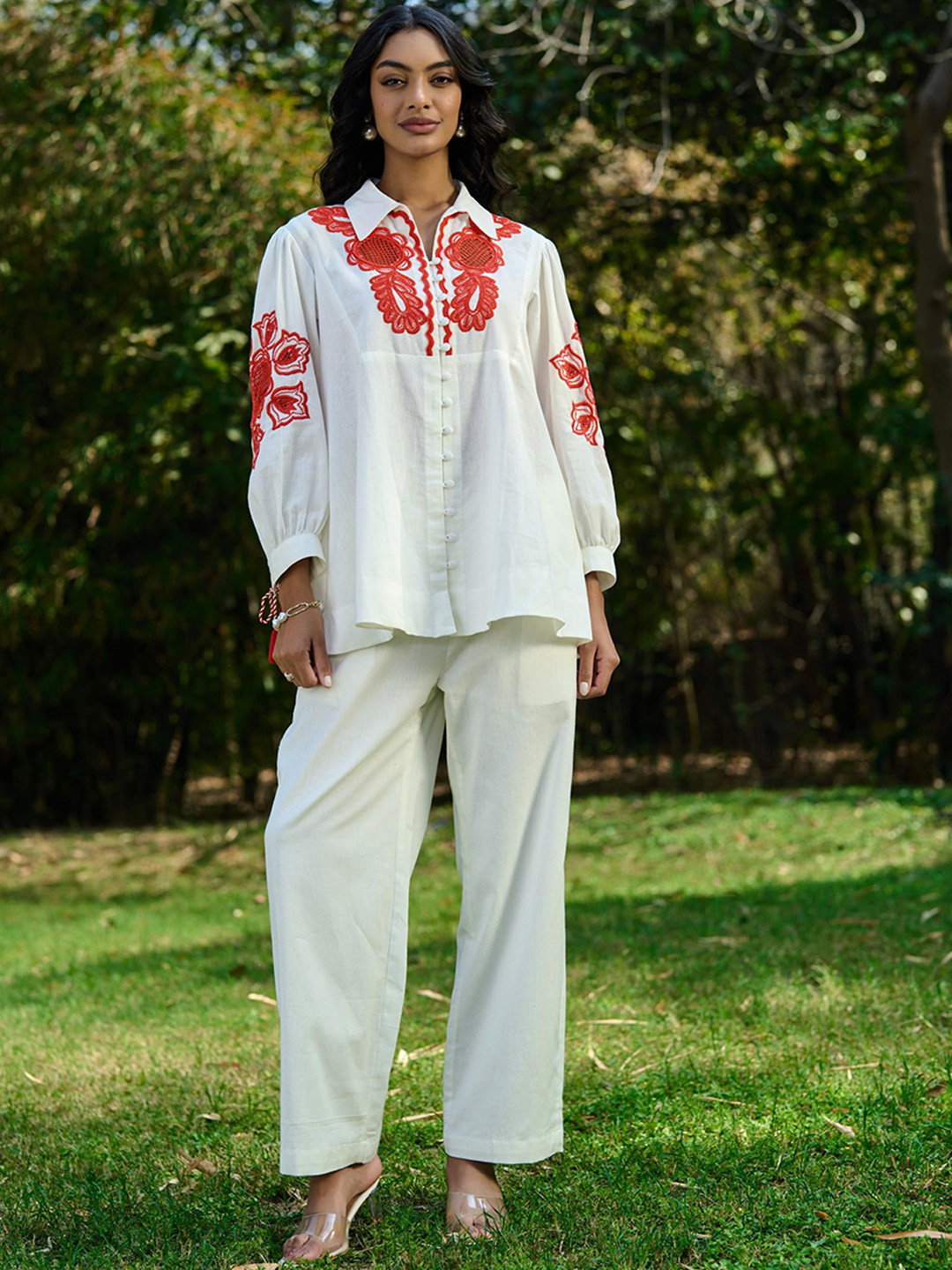 VERB BY PALLAVI SINGHEE Embroidered Shirt With Trousers Co-Ords