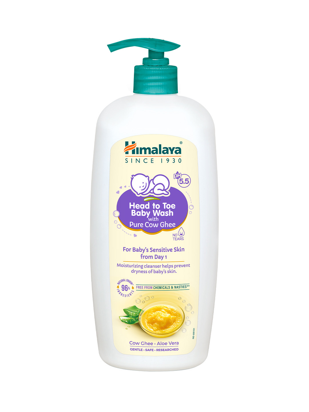 Himalaya Head To Toe Baby Wash with Pure Cow Ghee & Aloe Vera for Sensitive Skin - 700 ml