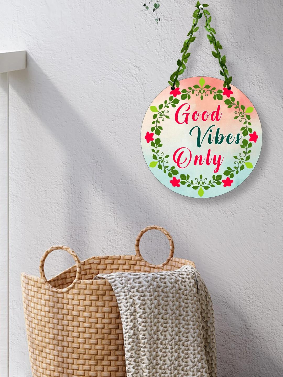 Arpita Crafts Good Vibes Only Multi Colour Wooden Wall Hanging