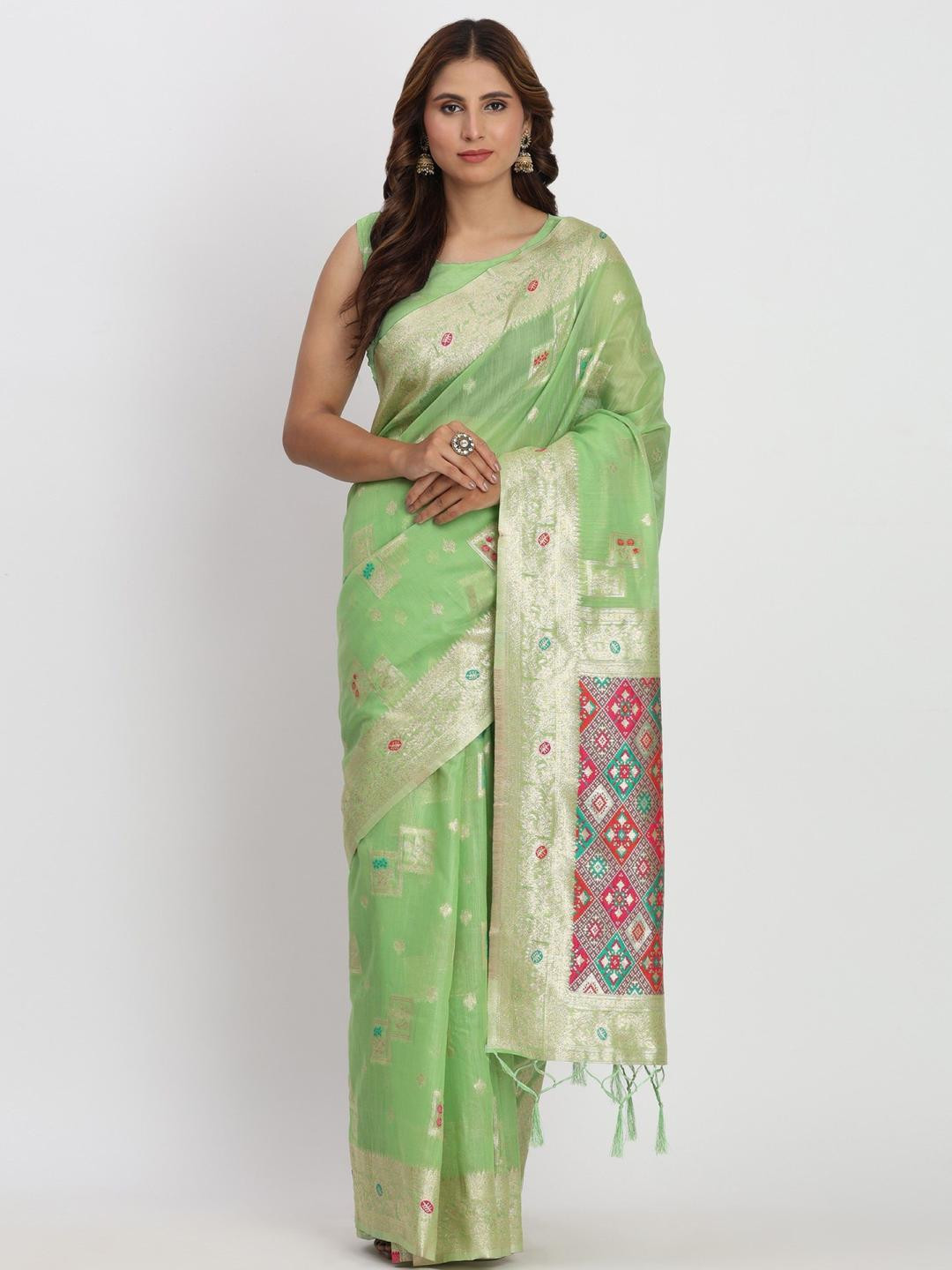 DIVASTRI Woven Design Kalamkari Zari Saree With Matching Blouse Piece