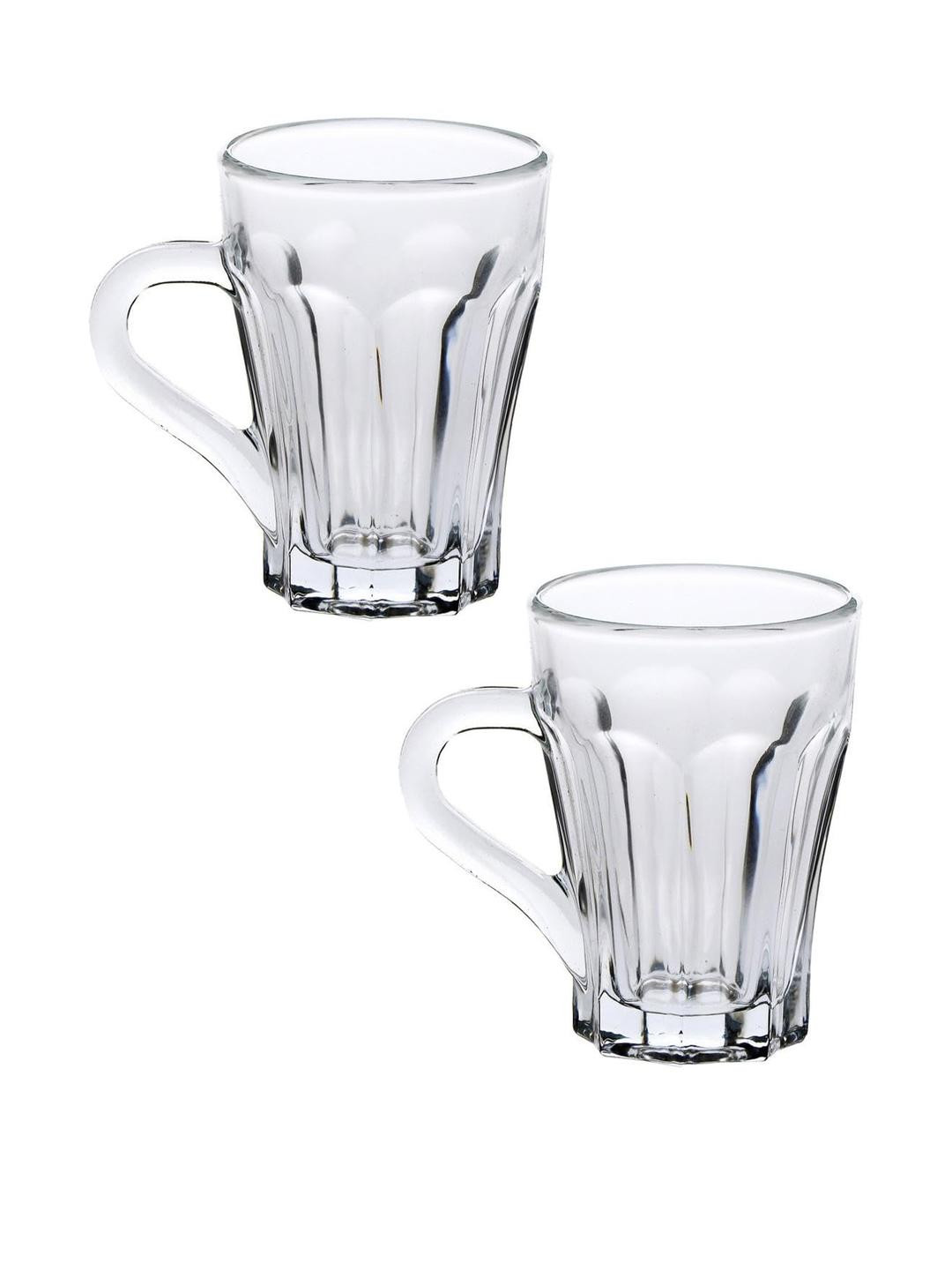 Somil Design & Glass Tea / Coffee Cup with Plate, Set of 2, Clear, 110 Ml