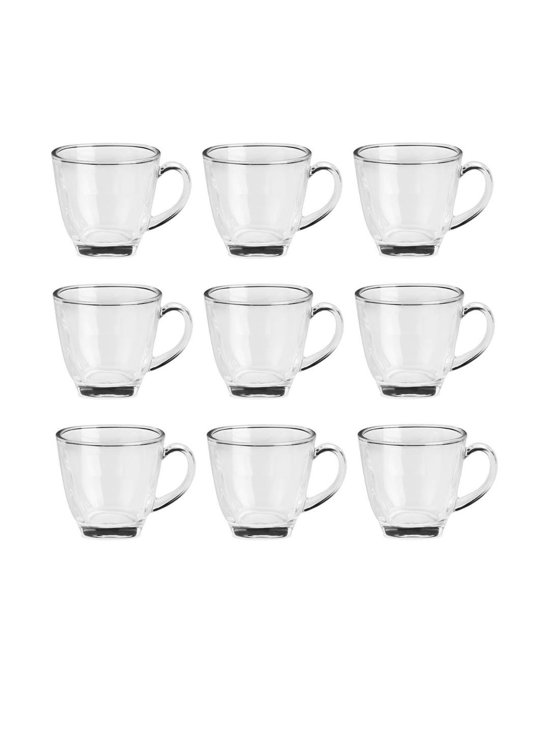Somil Clear Glass Coffee & Tea Cup / Mug (100 Ml), Enjoy Your Drink in Style, 6.7 X 9 X 6.5 Cm, Pack of 9