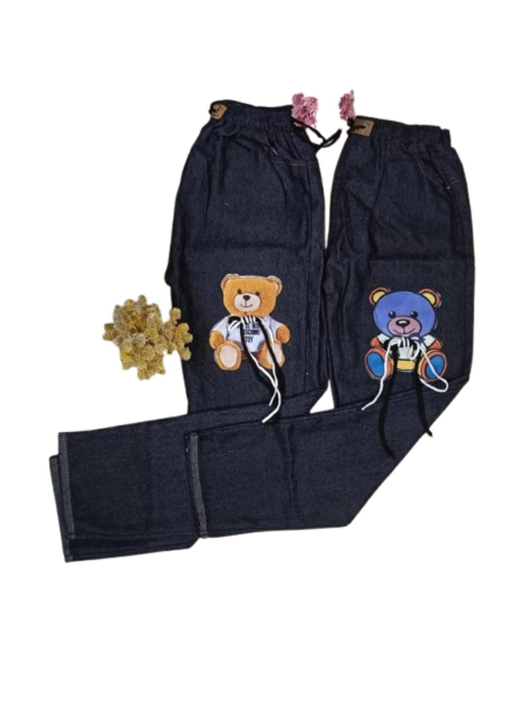 FLASTEENO Girls Blue Teddy Printed Slim Fit Mid-Rise Stretchable Pack Of 2 Jeans