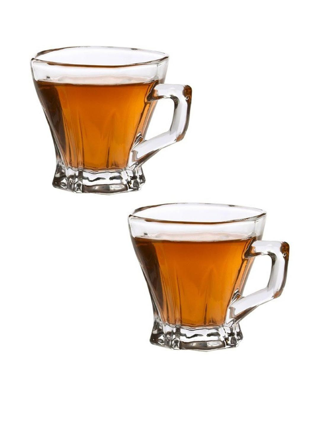 Somil Clear Glass Coffee & Tea Cup / Mug (120 Ml), Enjoy Your Drink in Style, 7.8 X 9.7 X 8 Cm, Pack of 2