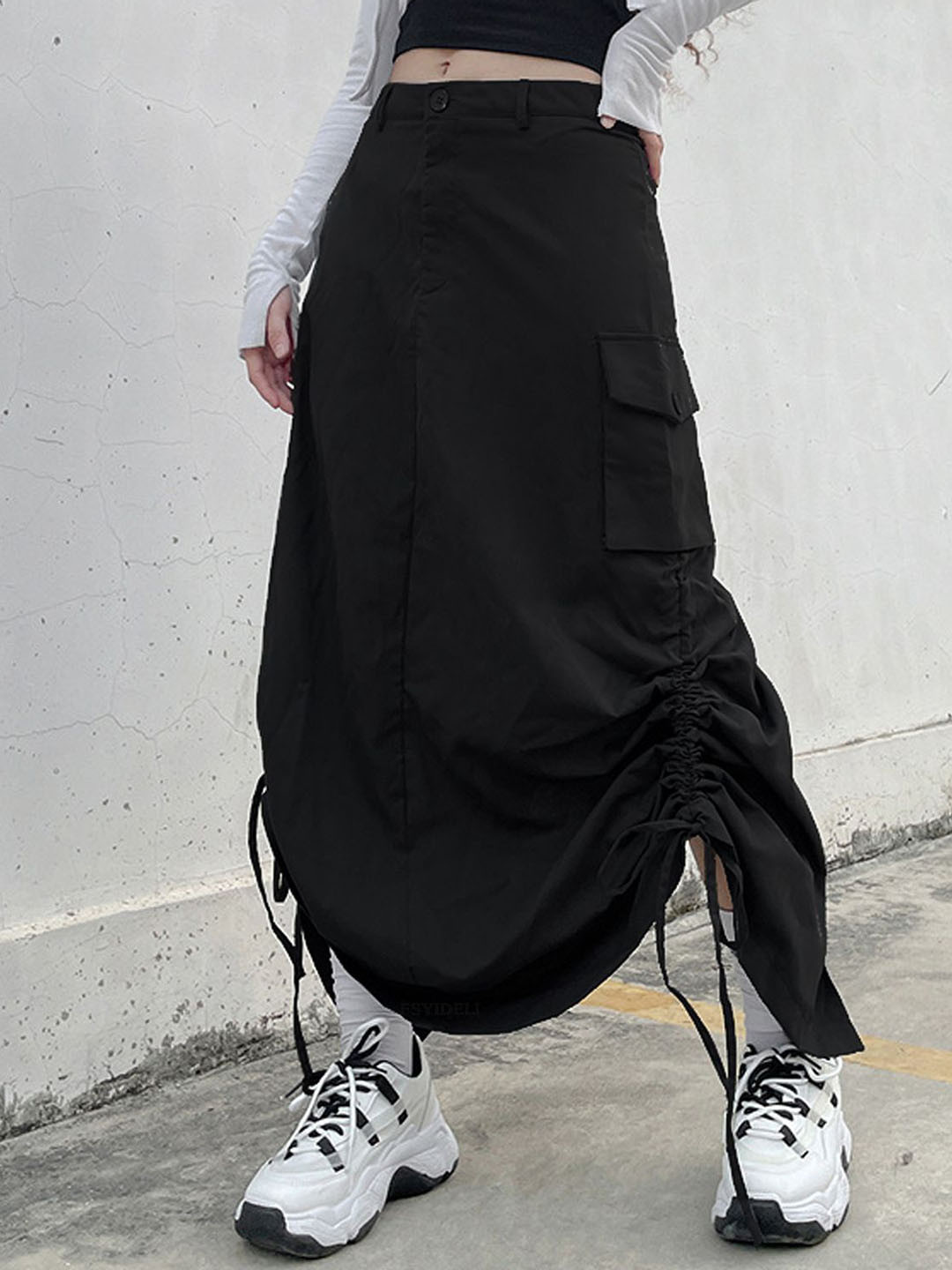 Van Heusen Ruched Drawstring Cargo Maxi Skirt