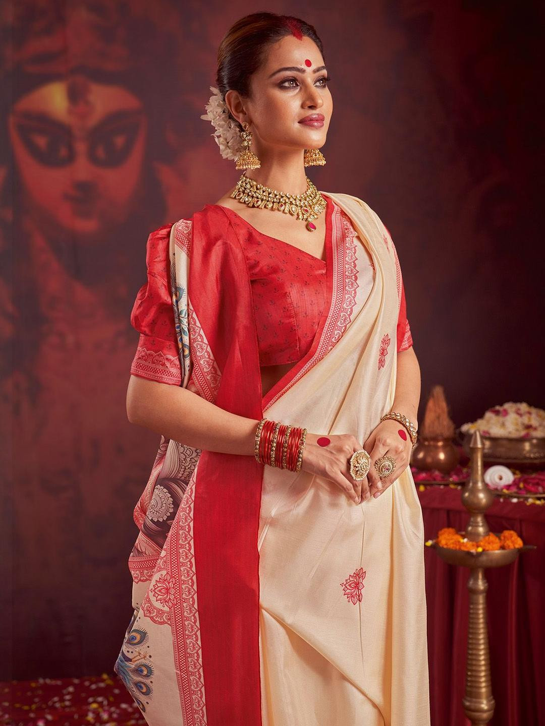Mitera Floral Silk Blend Garad Saree