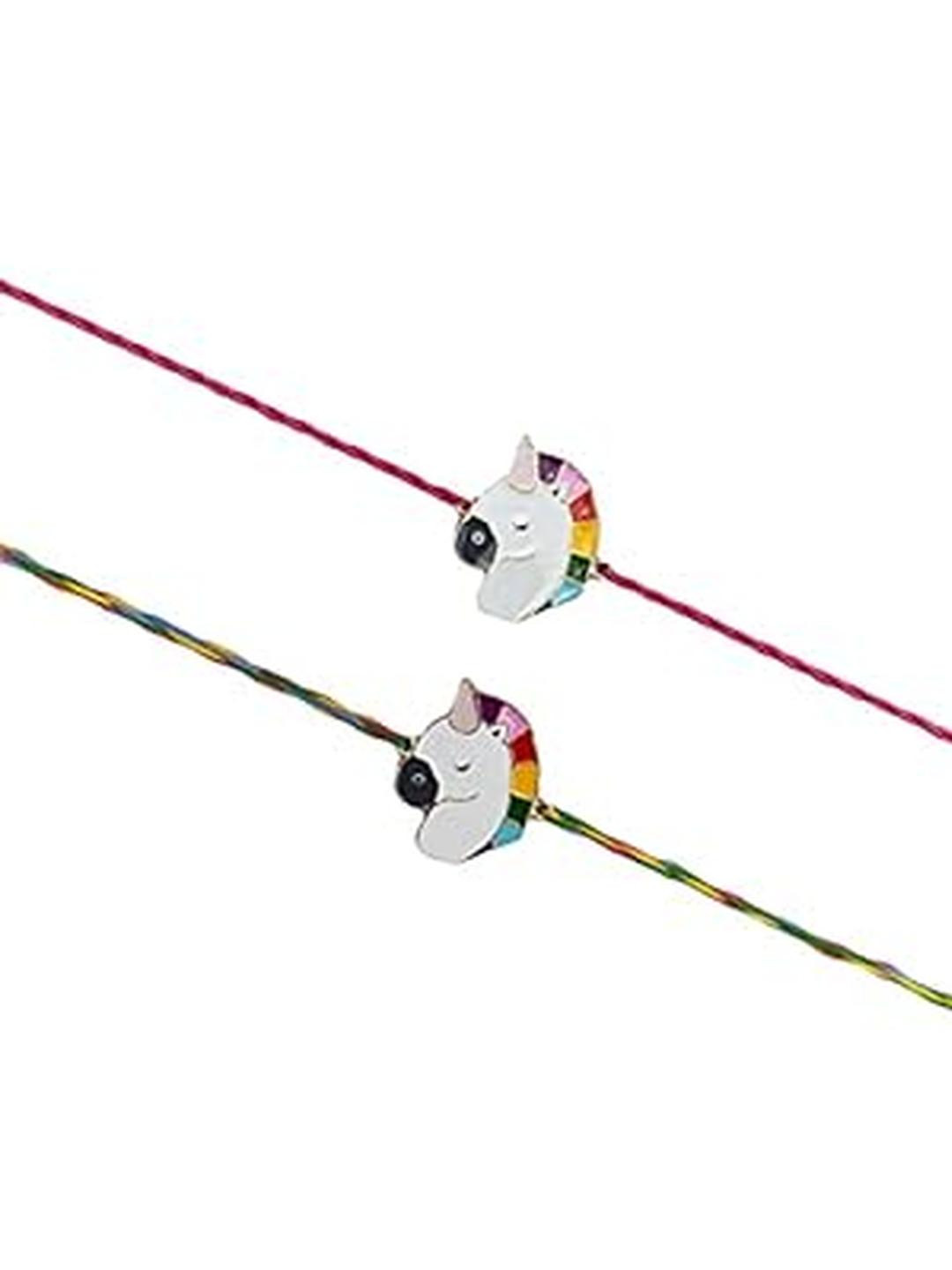 FURE Combo of 2 Unicorn Wraparound Rakhi with Roli Chawal