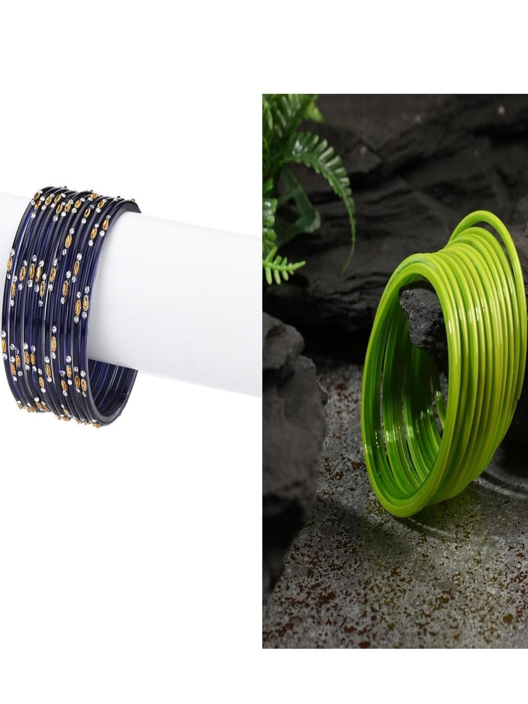 SOMIL Women 2 Color Set Glass Bangles