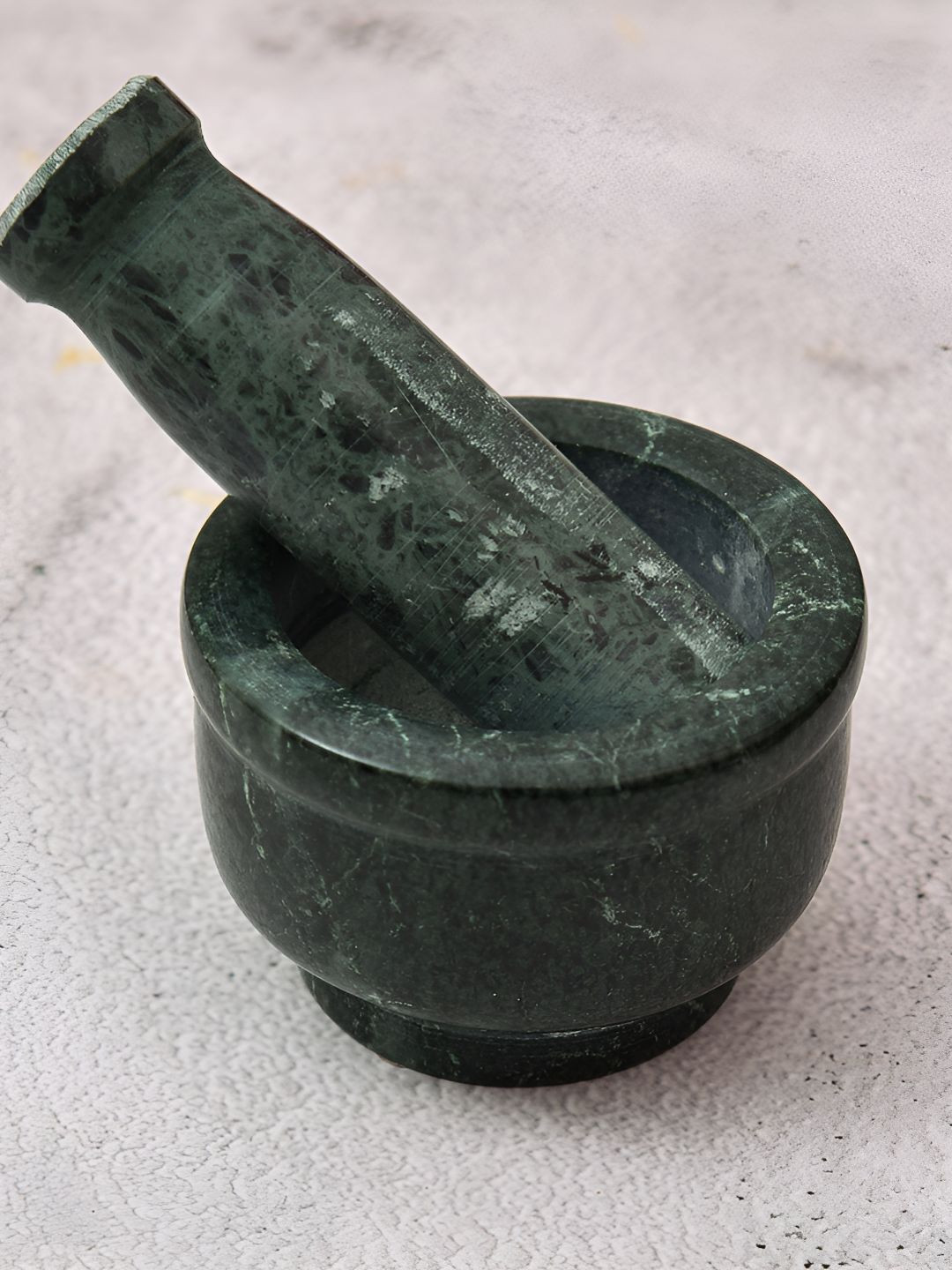 Myntra Elegant Homes Green & Black Marble Mortar and Pestle