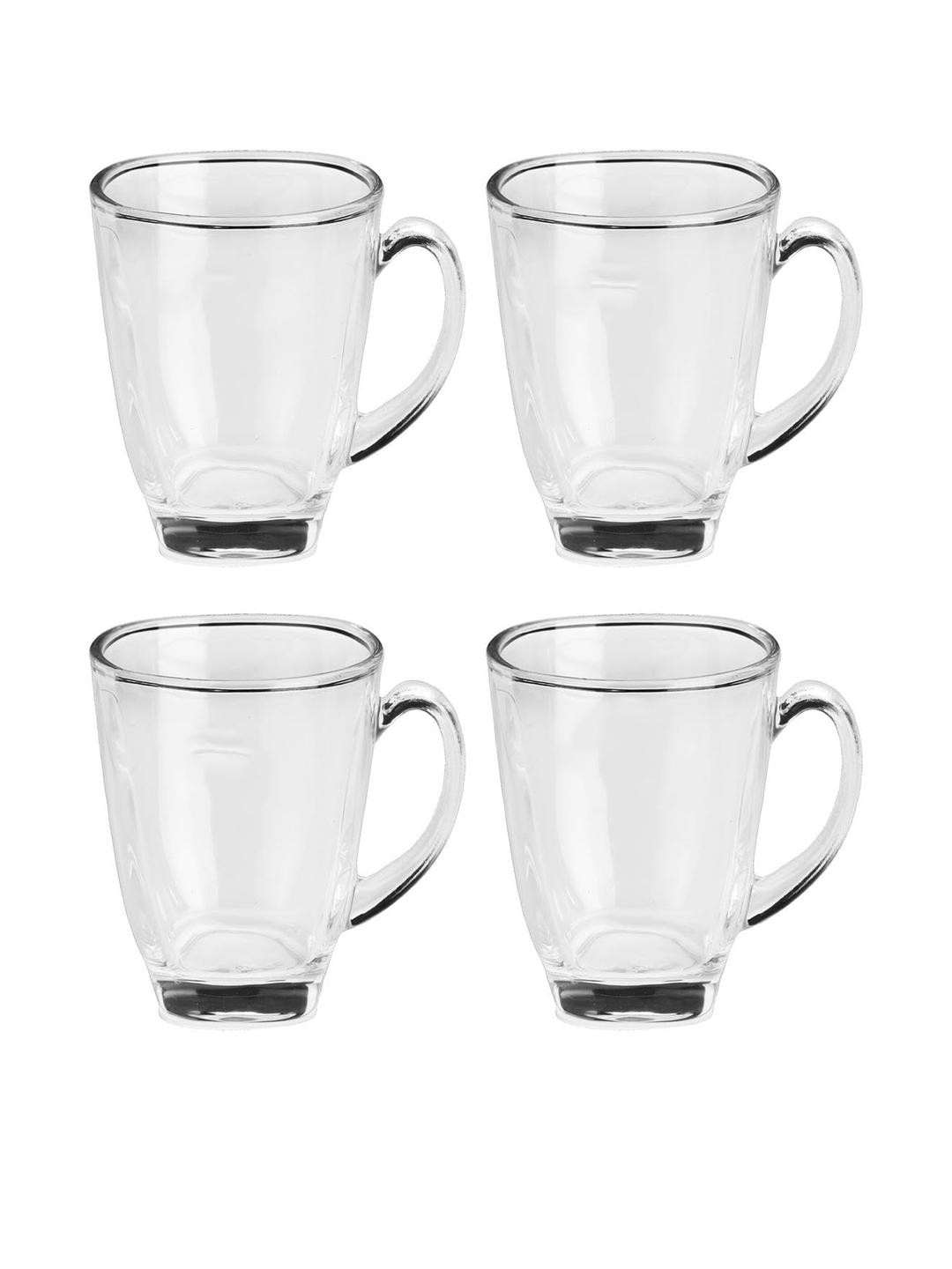 Somil Clear Glass Coffee & Tea Cup / Mug, Enjoy Your Drink in Style, Pack of 4, 100 Ml, 6.7 X 9 X 6.5 CM