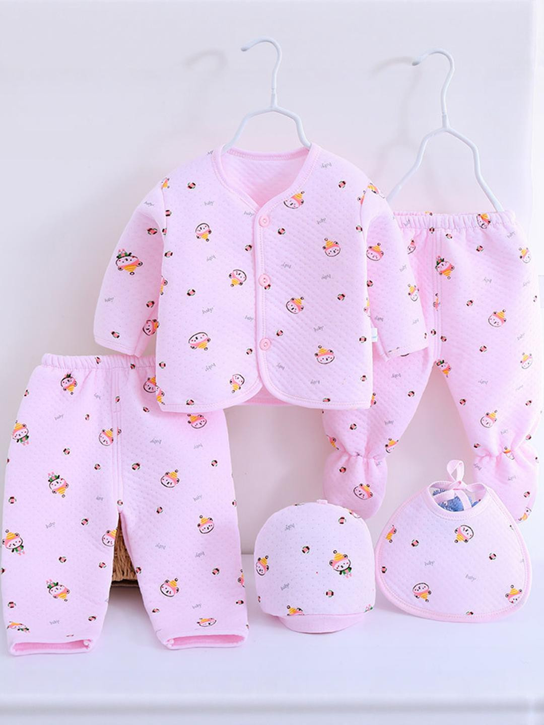 BABY LOOKS Kids-Unisex Pink Wool Blend Clothing Set