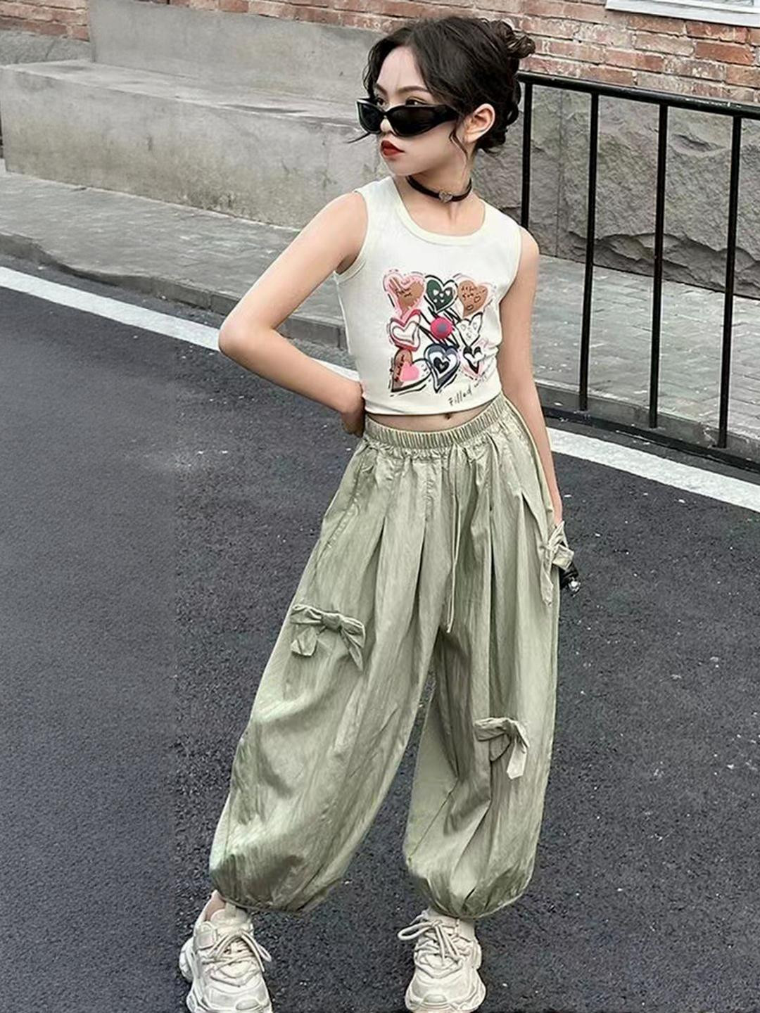 LULU & SKY Girls Printed T-shirt Pure Cotton With Dhoti Pants