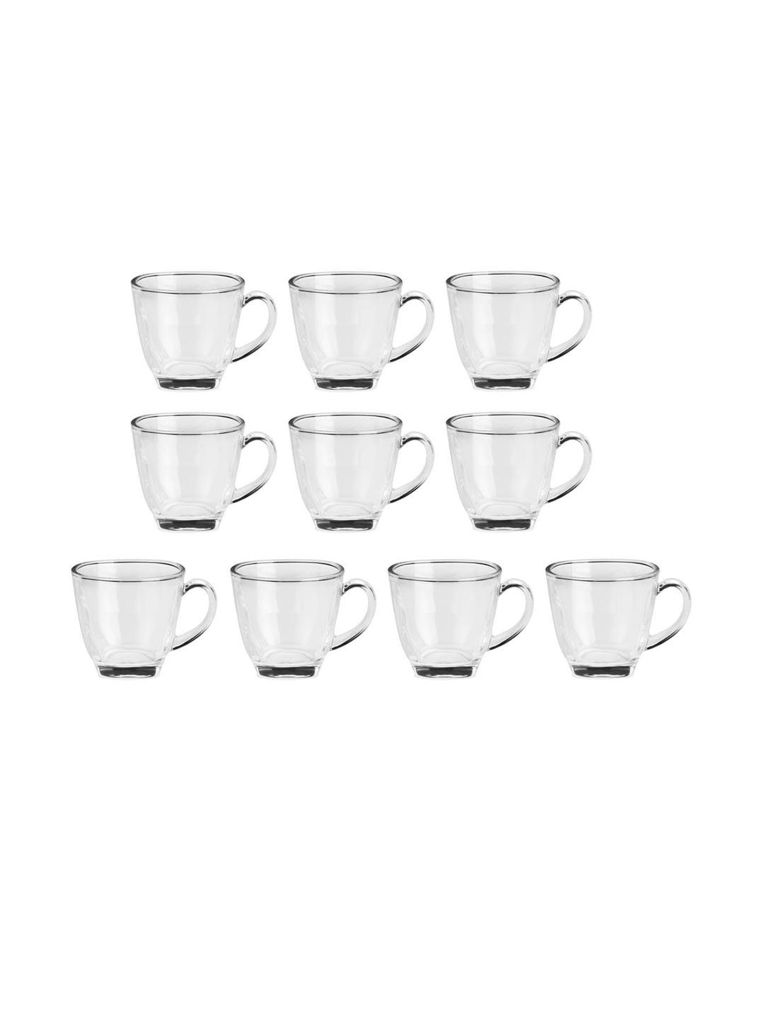 Somil Clear Glass Coffee & Tea Cup / Mug (100 Ml), Enjoy Your Drink in Style, 06.7 X 9 X 6.5 Cm, Pack of 10