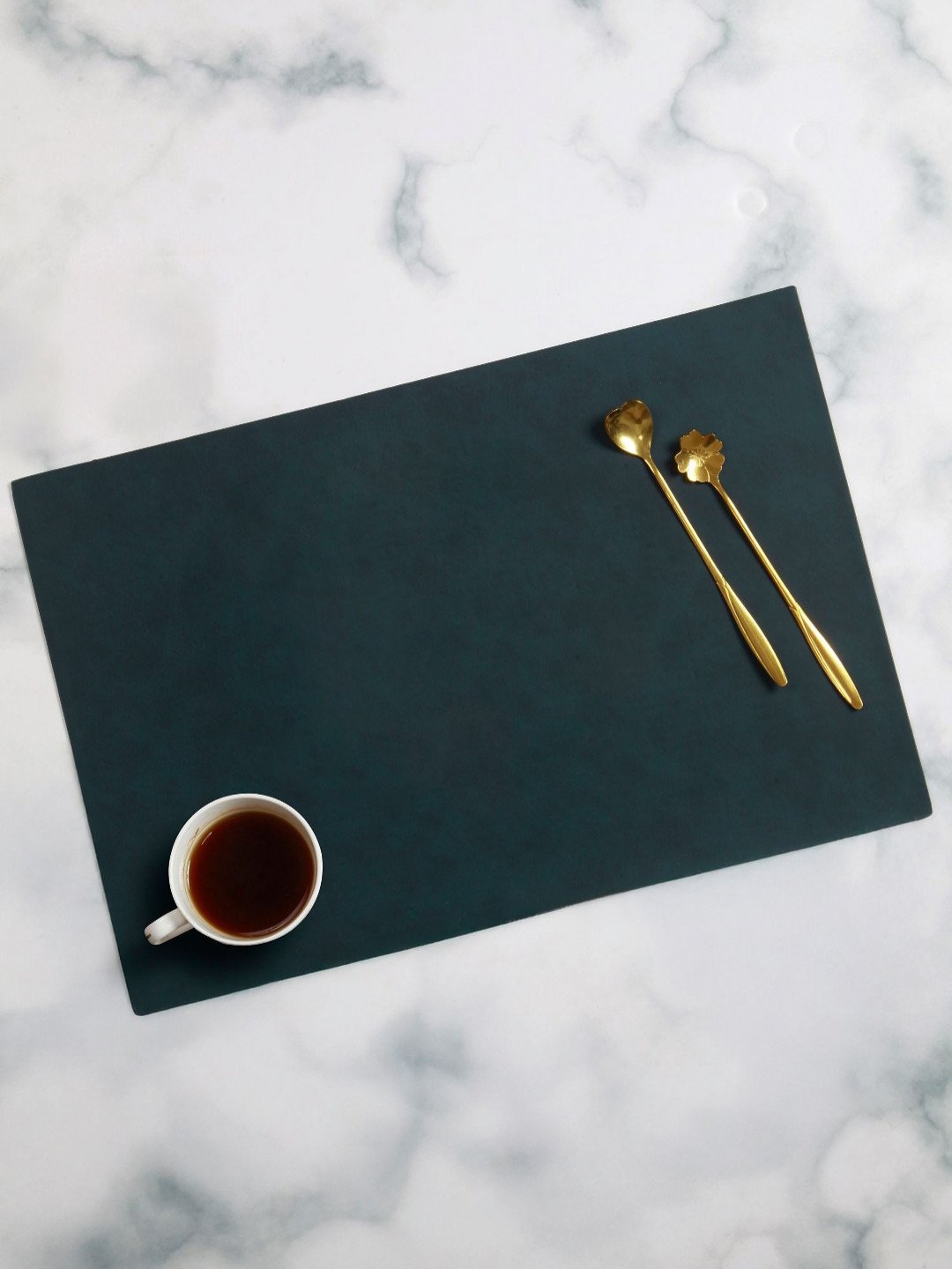 OBSESSIONS 6-Pcs Teal-Blue Rectangle PVC Waterproof Dining Table Placemats