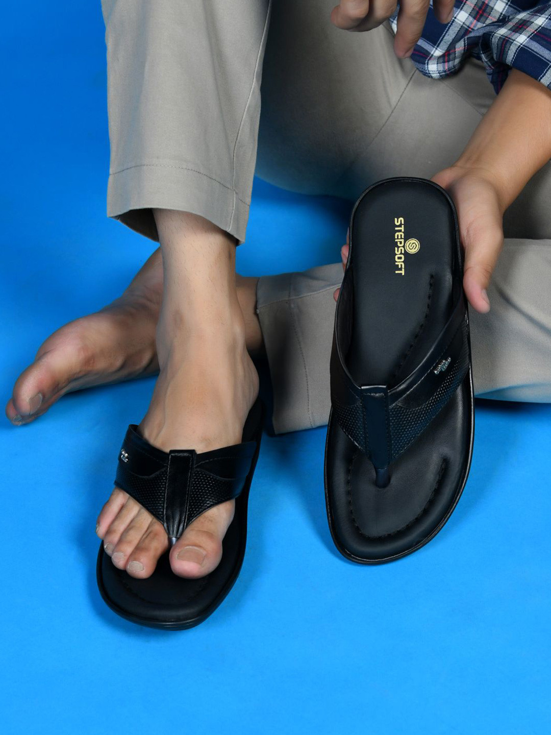 STEPSOFT  V Straps Casual Pure Leather Comfort Sandals