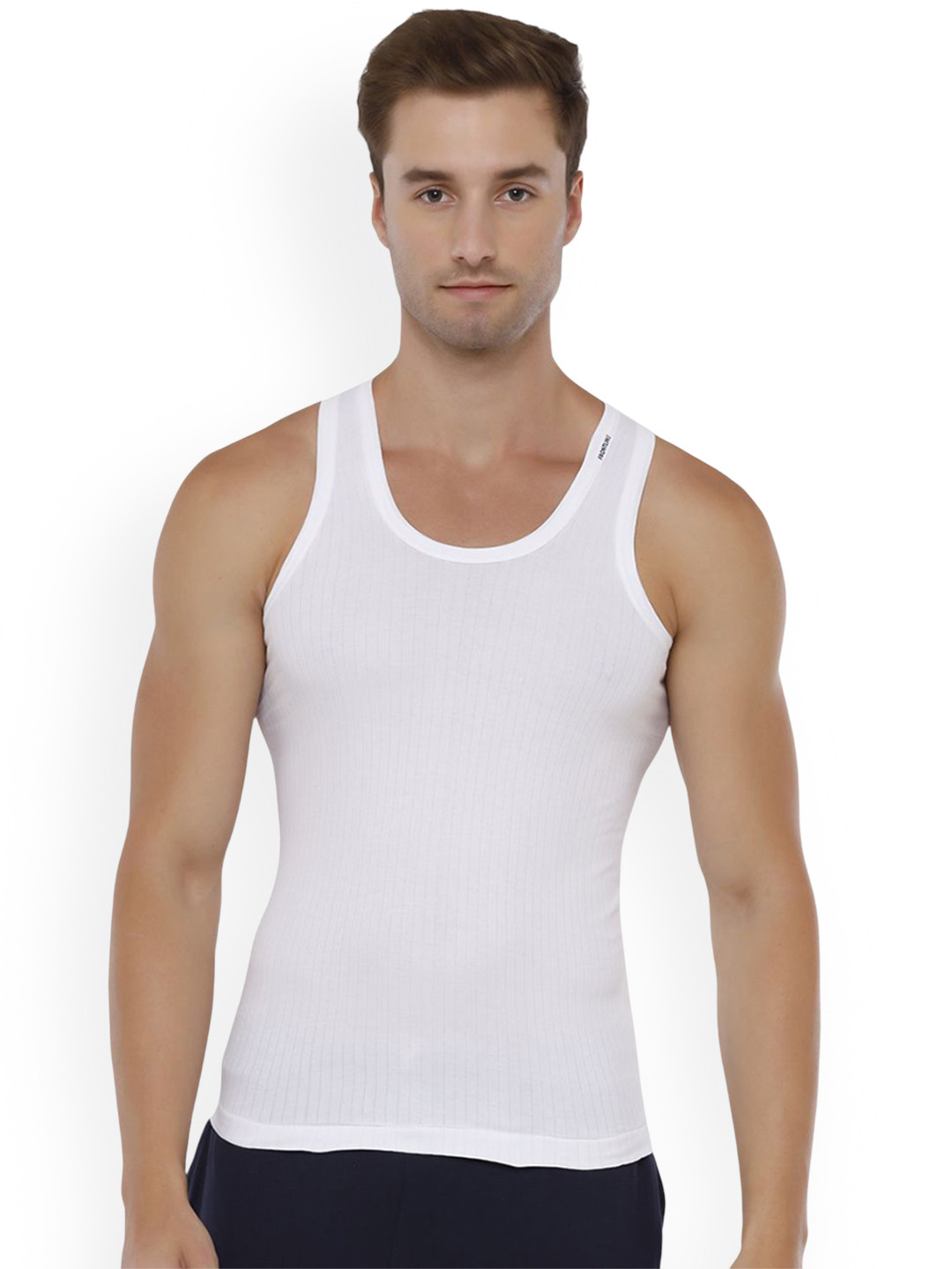 Rupa Frontline Pack Of 6 Striped Pure Cotton Undershirt Vests Frontline--Xing-Whit-RN-6