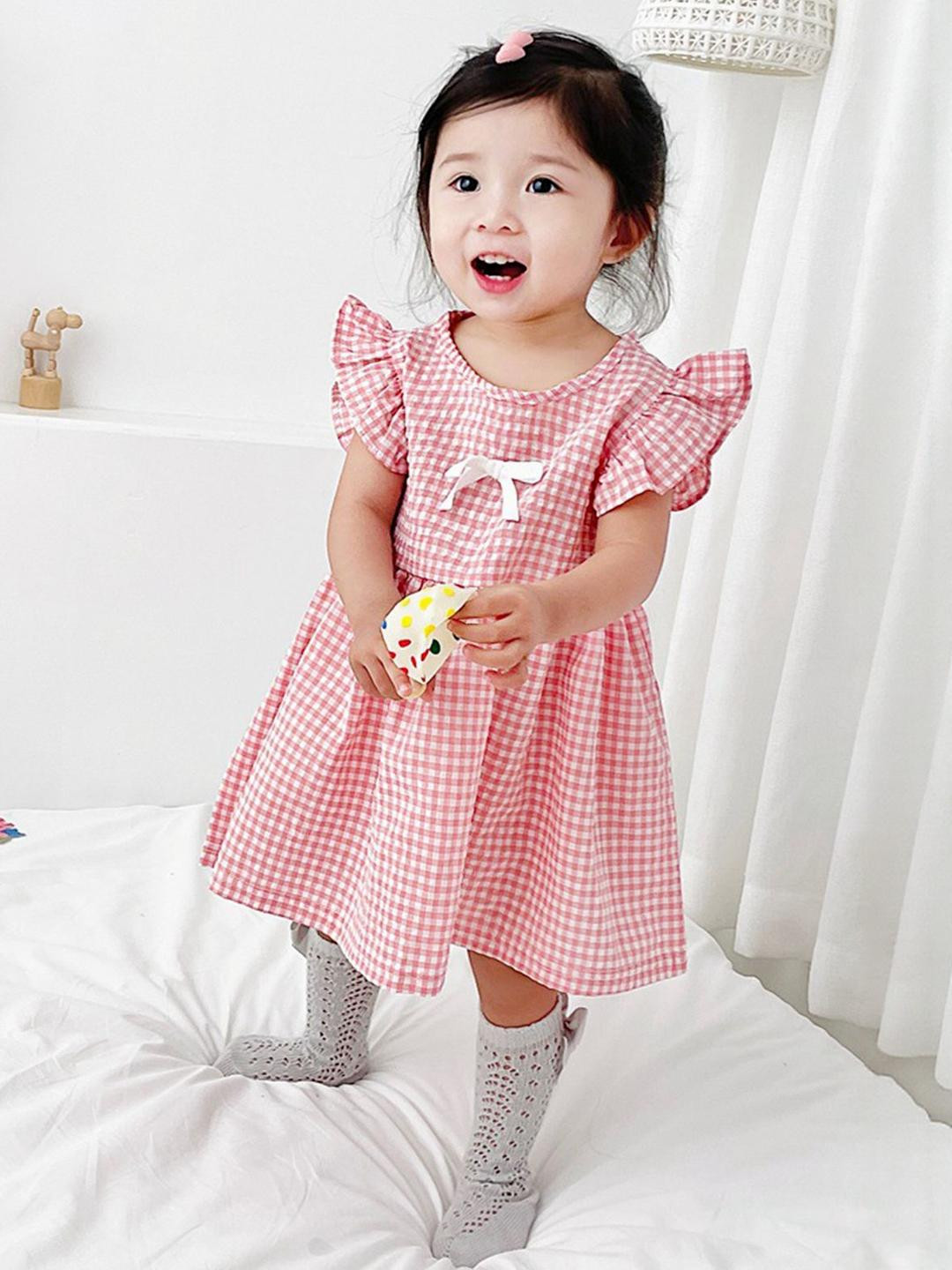 LULU & SKY Girls Check Print Dress