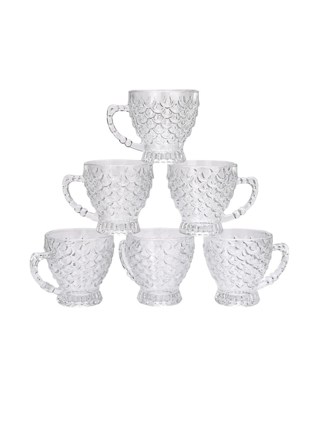 Somil Clear Glass Coffee & Tea Cup / Mug, Enjoy Your Drink in Style, Pack of 6, 180 Ml, 8.2 X 10.7 X 8.3 CM