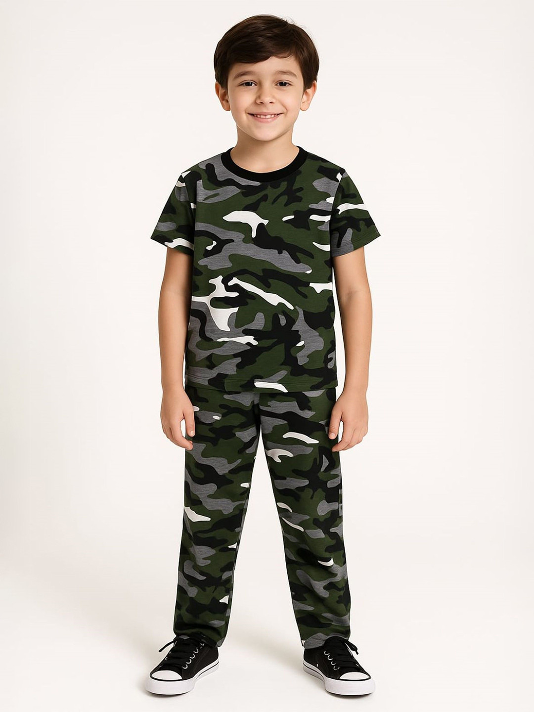 CoolTees4U Kids Printed Pure Cotton T-Shirt & Trousers Set