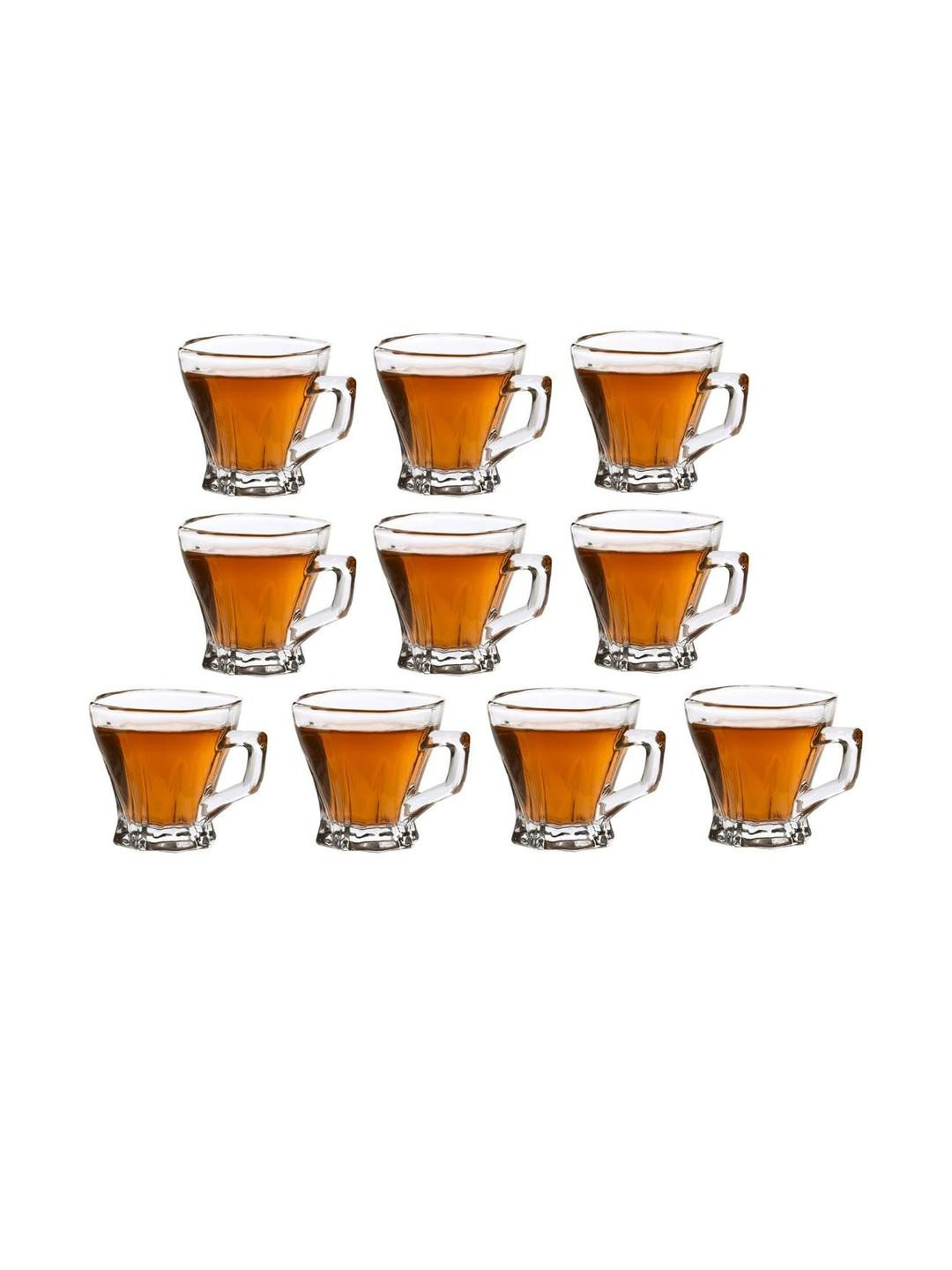 Somil Clear Glass Coffee & Tea Cup / Mug (120 Ml), Enjoy Your Drink in Style, 07.8 X 9.7 X 8 Cm, Pack of 10