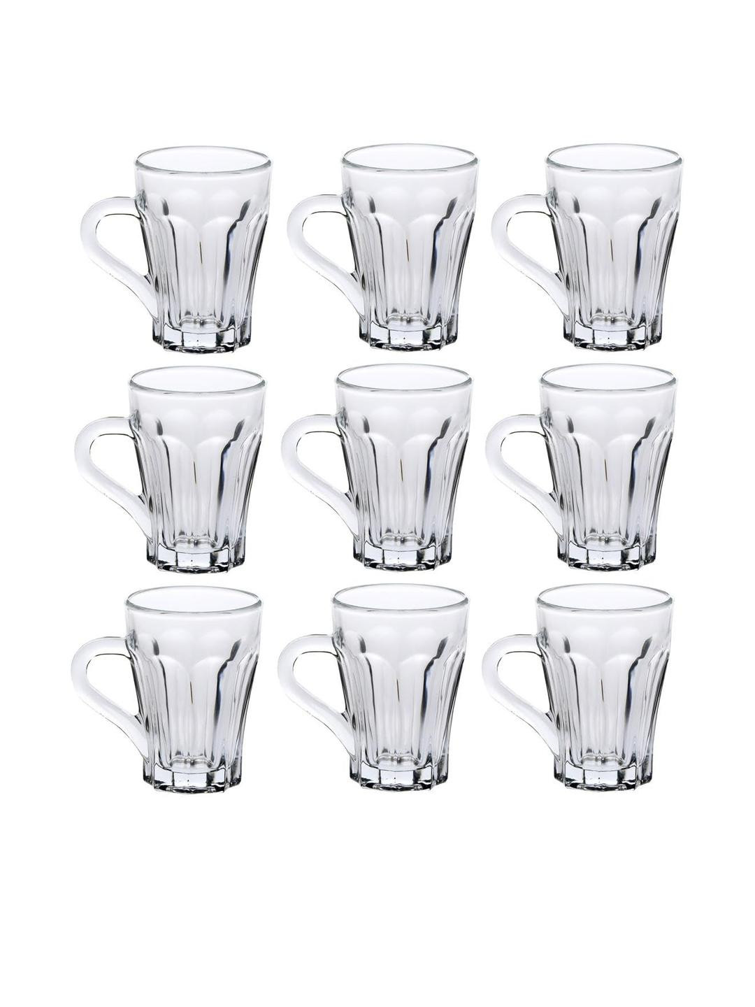 SOMIL set of 9 Glass Transparent Dishwasher Safe Cups Set