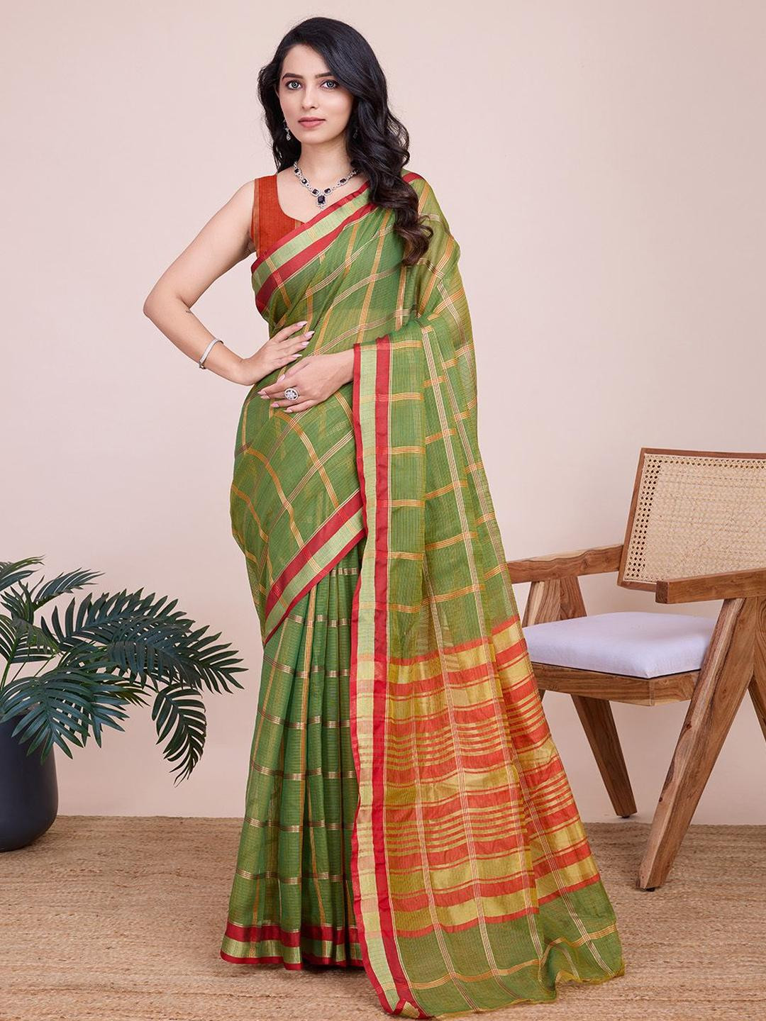 VARNI FABRICS Floral Art Silk Ikat Saree