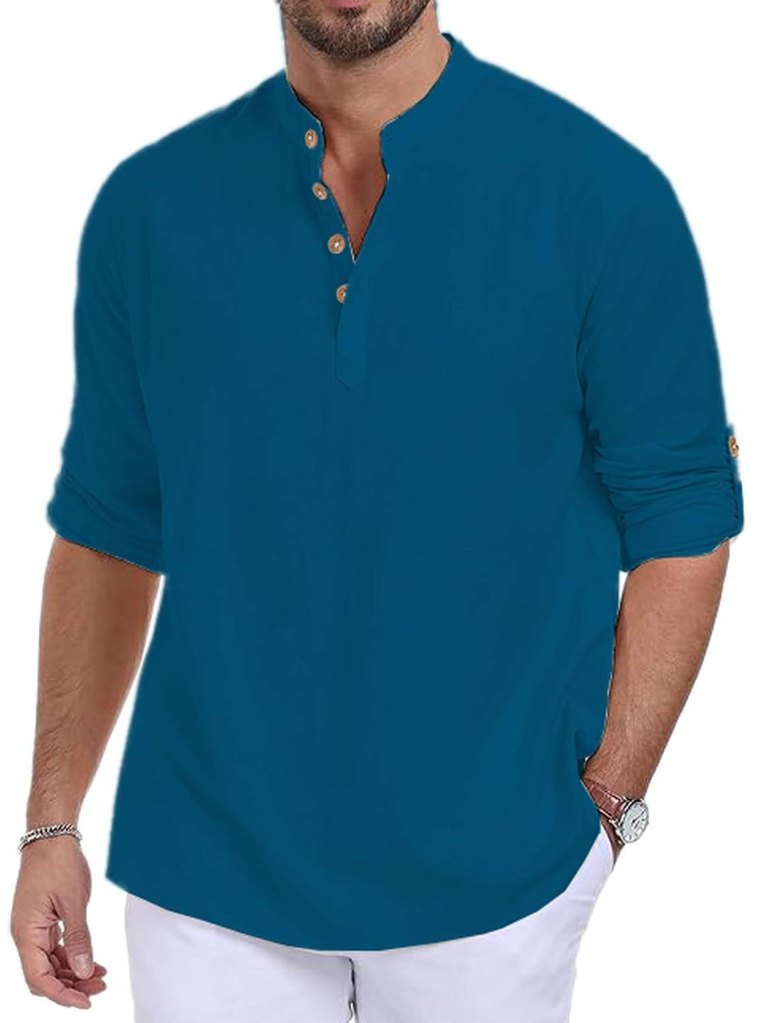 AMRIT TOP WEAR Men Mandarin Collar Cotton Kurta