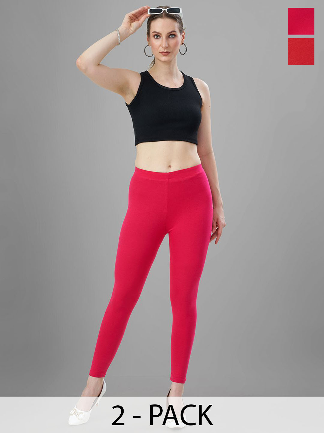 T19 Pack Of 2 4-Way Stretchable Ankle Length Leggings