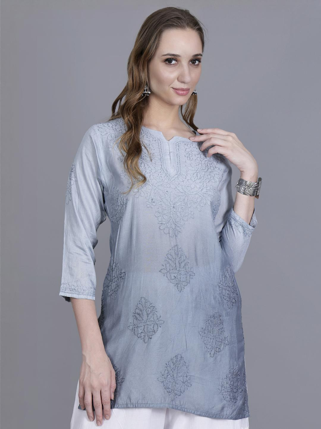 THE CHIKANKARI STORY Ethnic Motifs Embroidered Chikankari Kurti