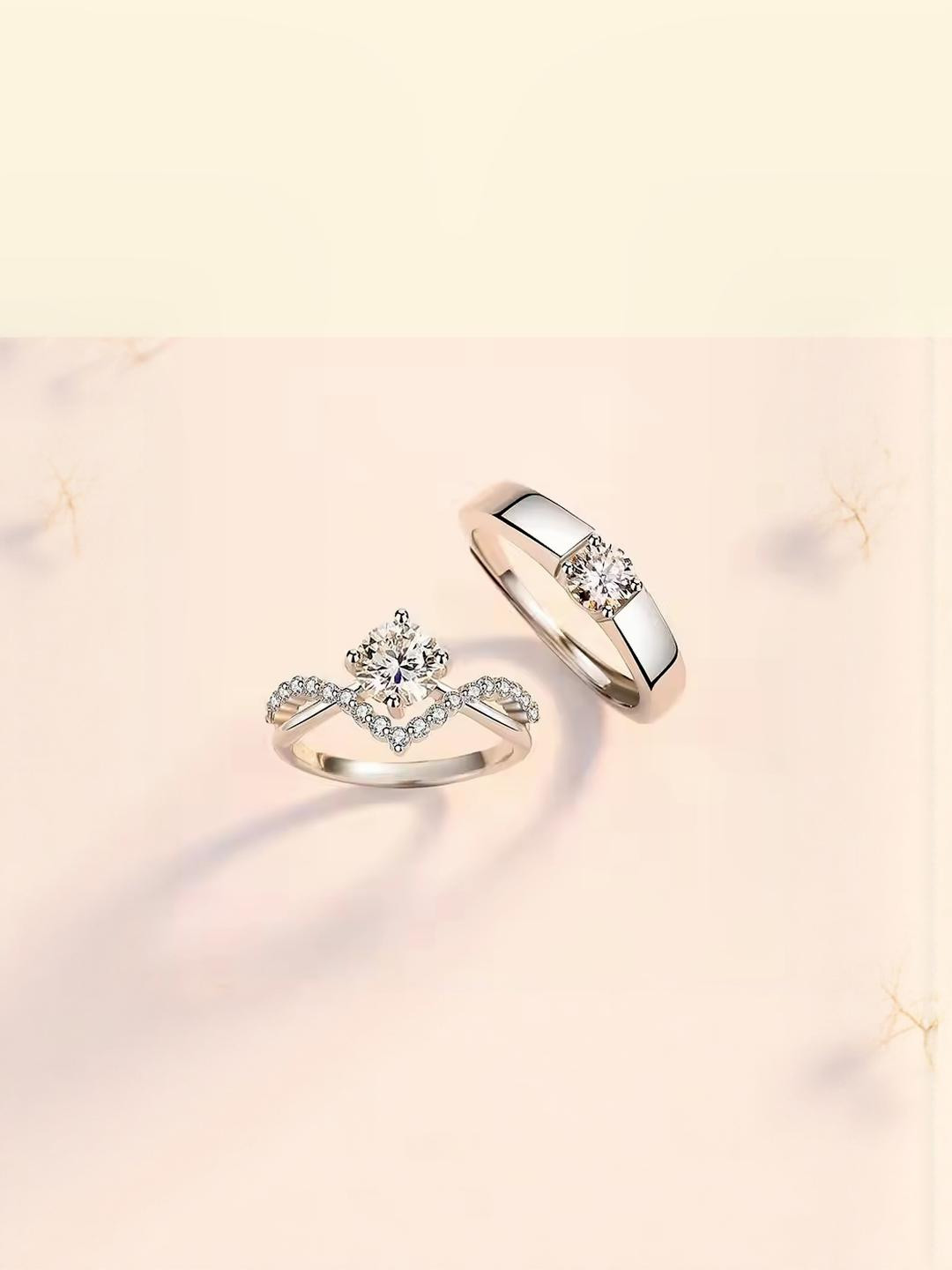 Fashion Frill Silver Plated Couple Rings