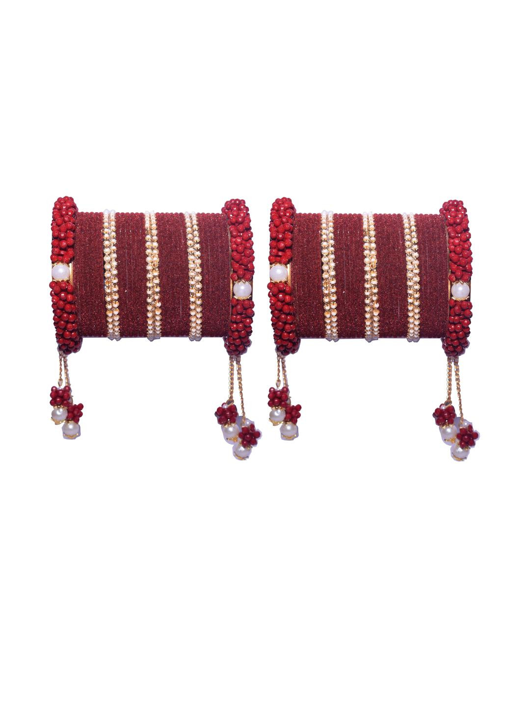 HouseOfCommon  Maroon Alloy American Diamond Bangles