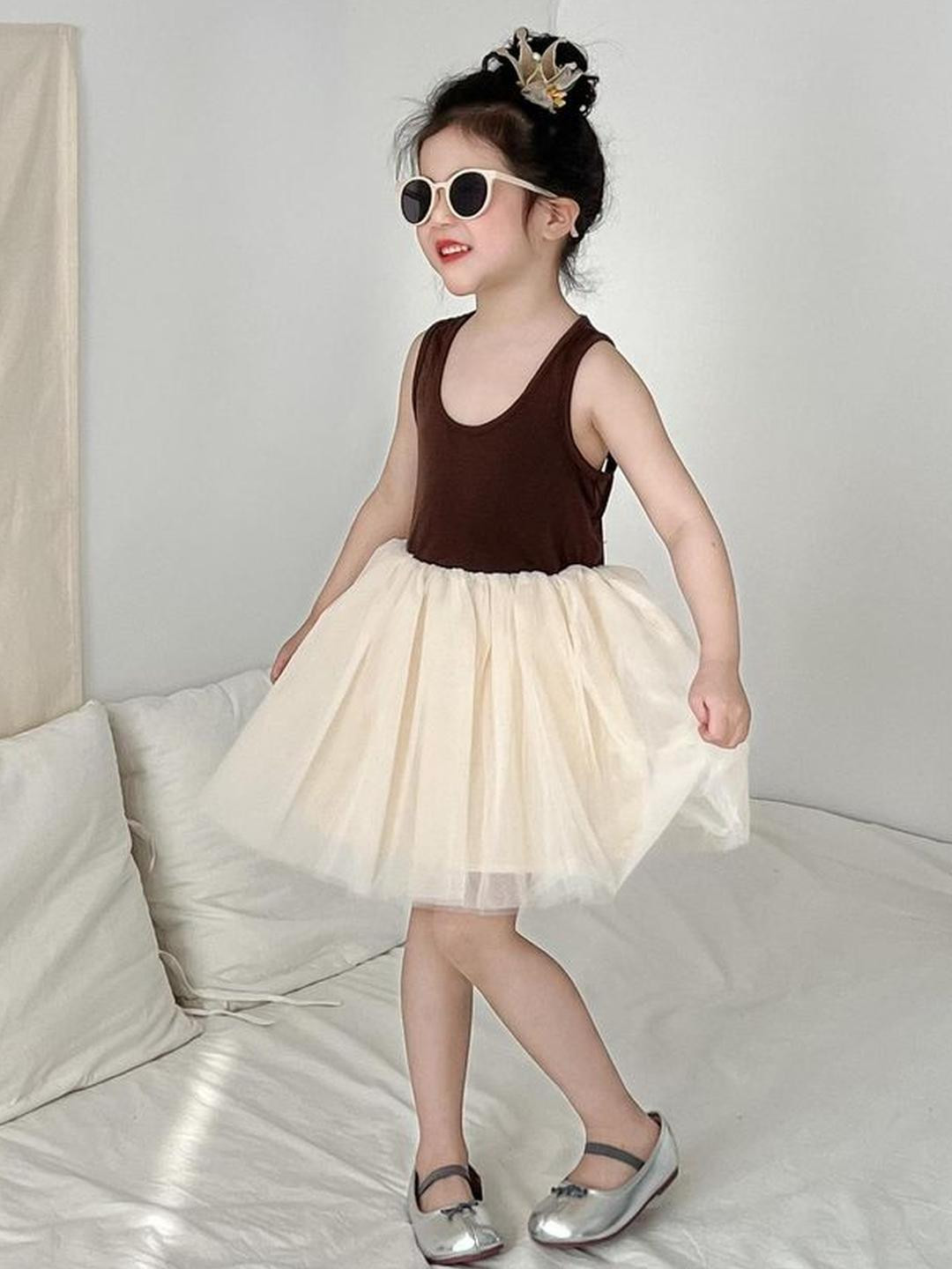 LULU & SKY Girls Colourblocked Scoop Neck Sleeveless A-Line Dress