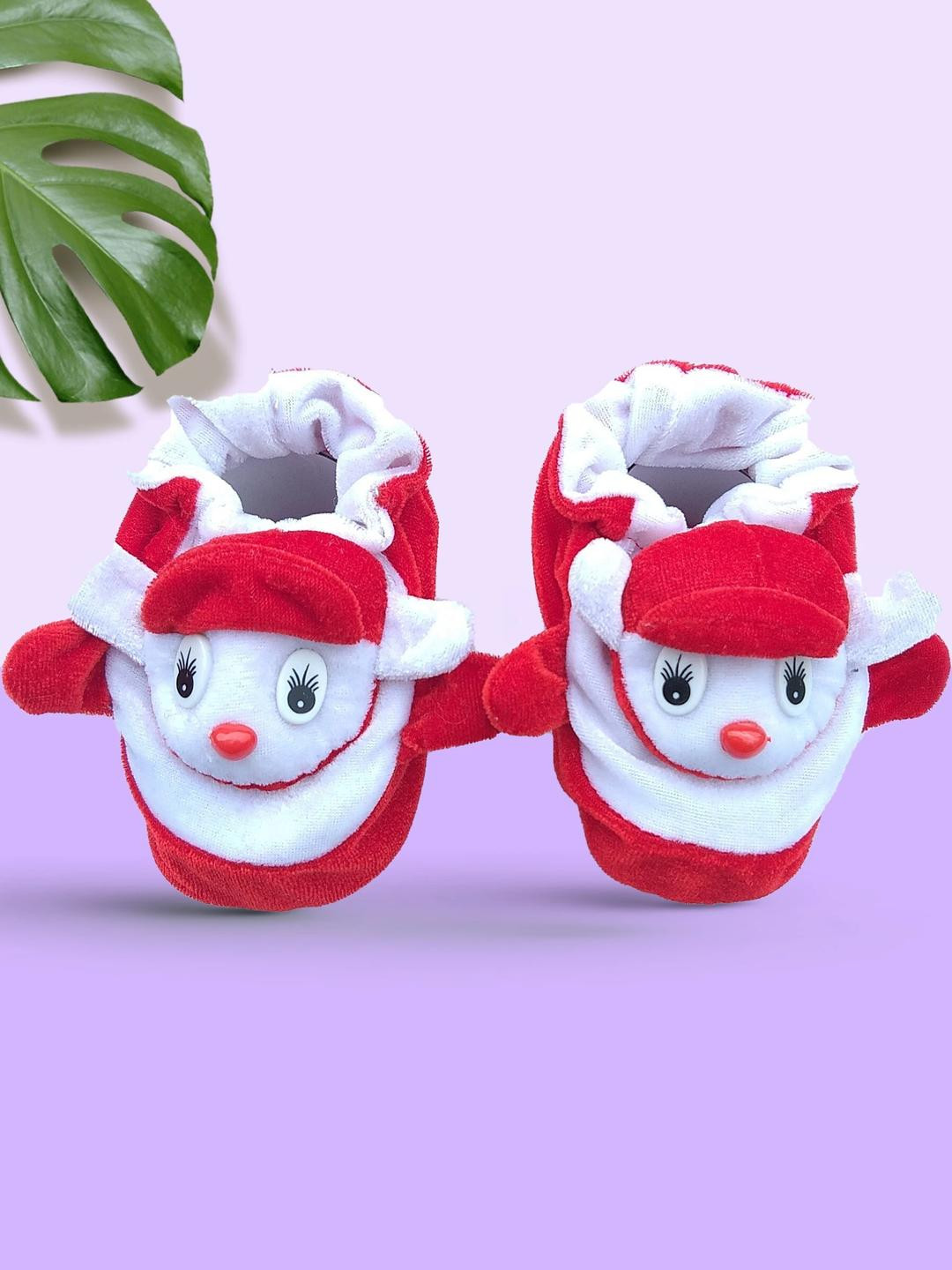 LMN CHILD CARE Kids-Unisex Red Cotton Booties