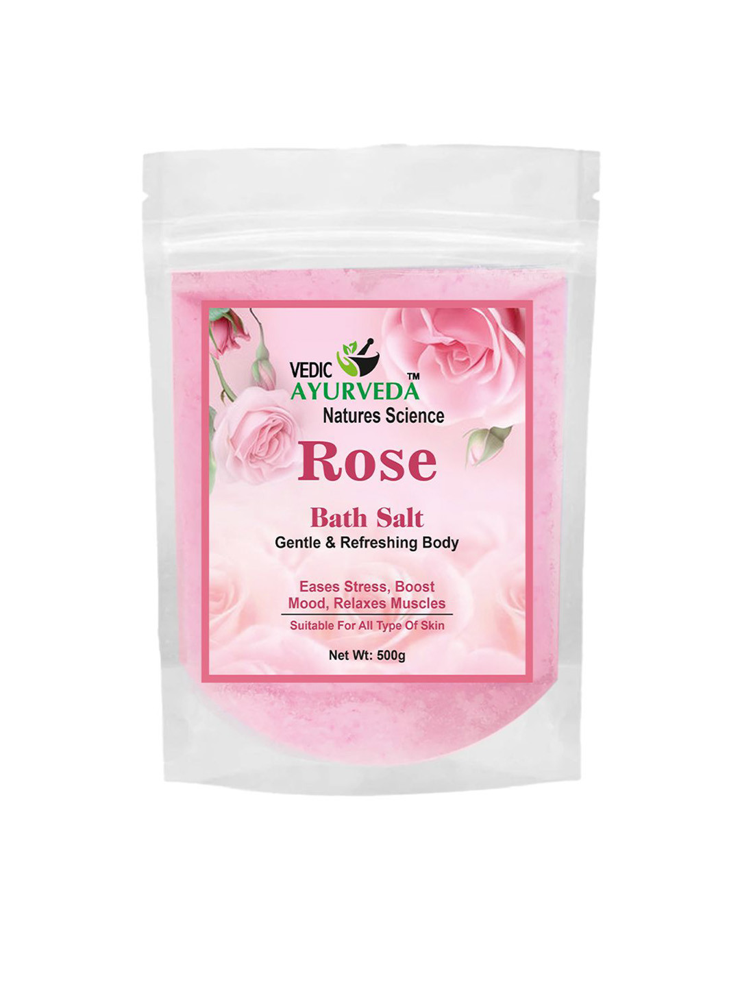 VEDICAYURVEDA Rose Bath Salt With Vitamin E - 500 g
