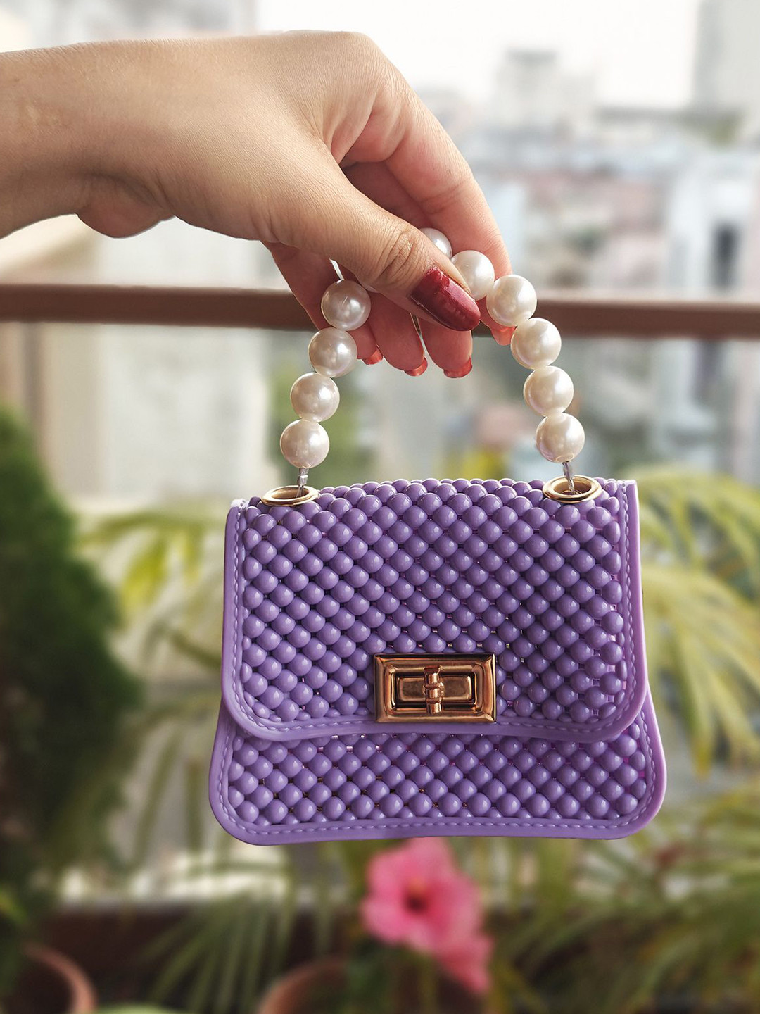 VALERIE Textured Buckle Detail Structured Detachable Sling Strap Handheld Bag