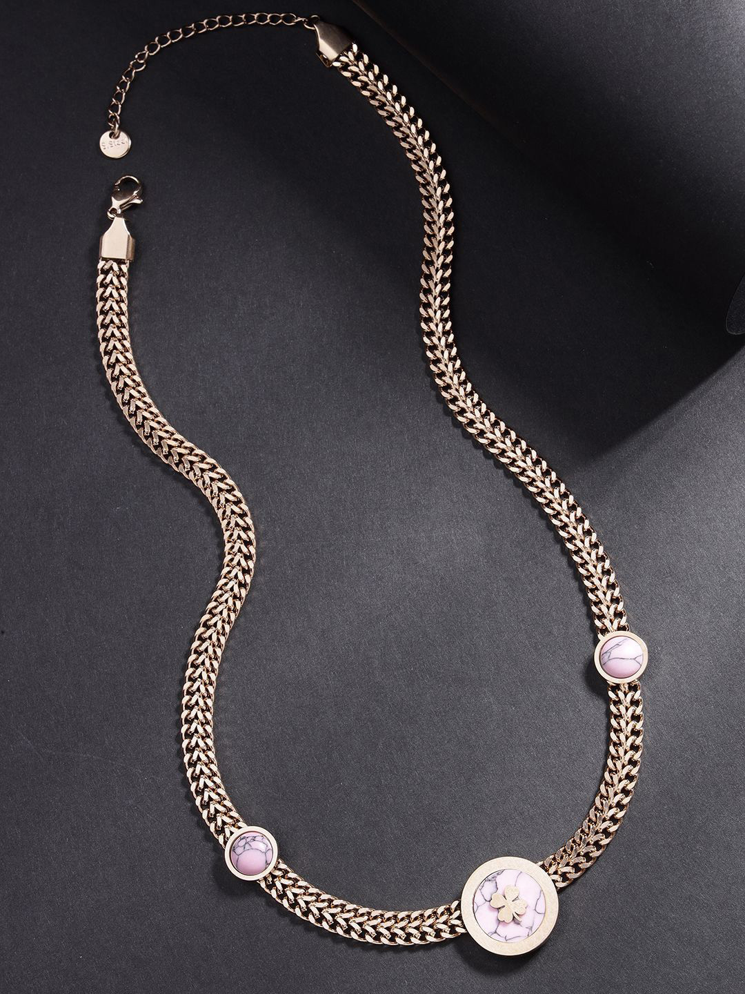 Scintillare By Sukkhi Stainless Steel Gold-Plated Chunky Statement Necklace