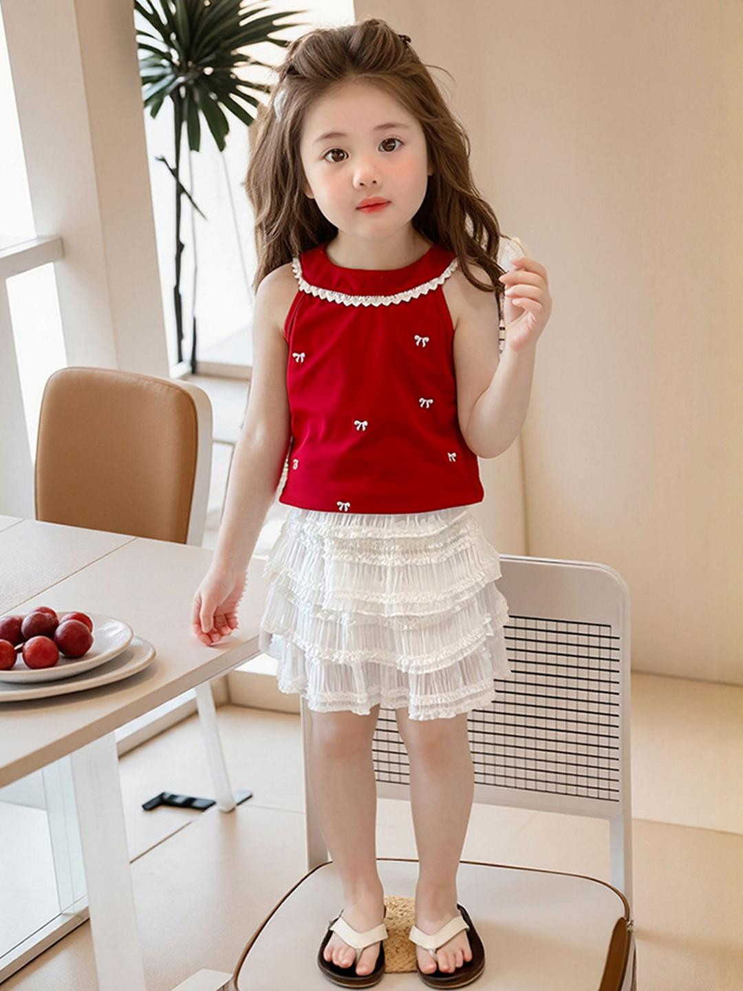 LULU & SKY Kids Embroidered Top With Skirt