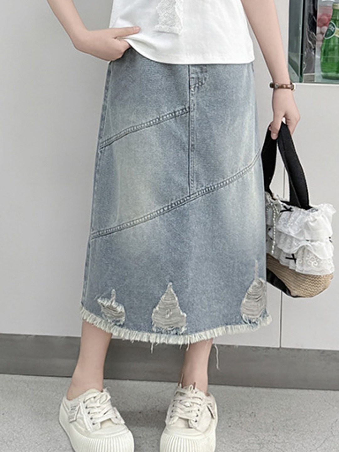 LULU & SKY Girls A-Line Midi Denim Skirt