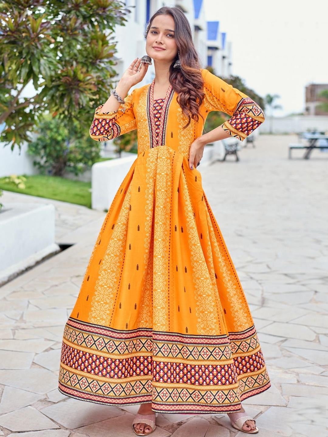 ARADHNA Women Ethnic Motifs Printed Festive Anarkali Kurta