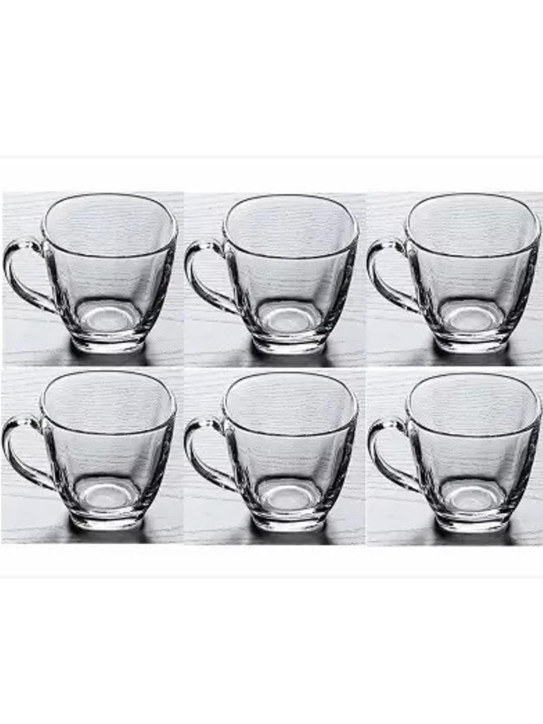 SOMIL Set Of 6 Transparent & White Glass Transparent Cups Set
