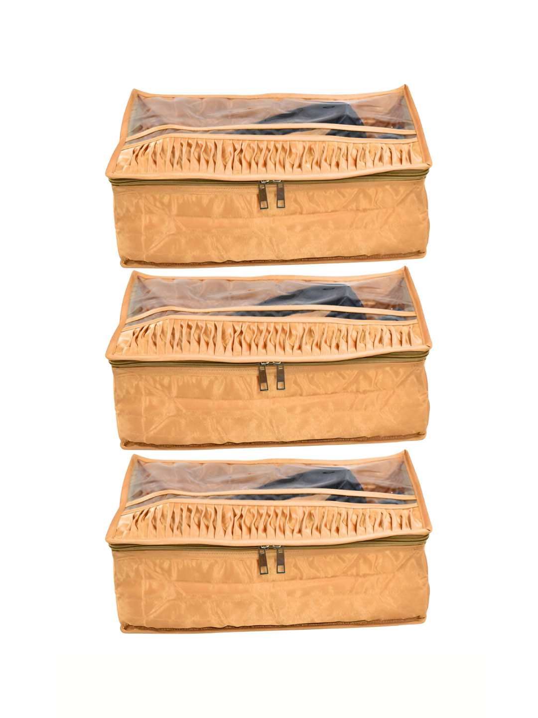 Ajabh Gold-Toned 3 Pieces Water Resistant Satin Shoe Cover Bag Organisers