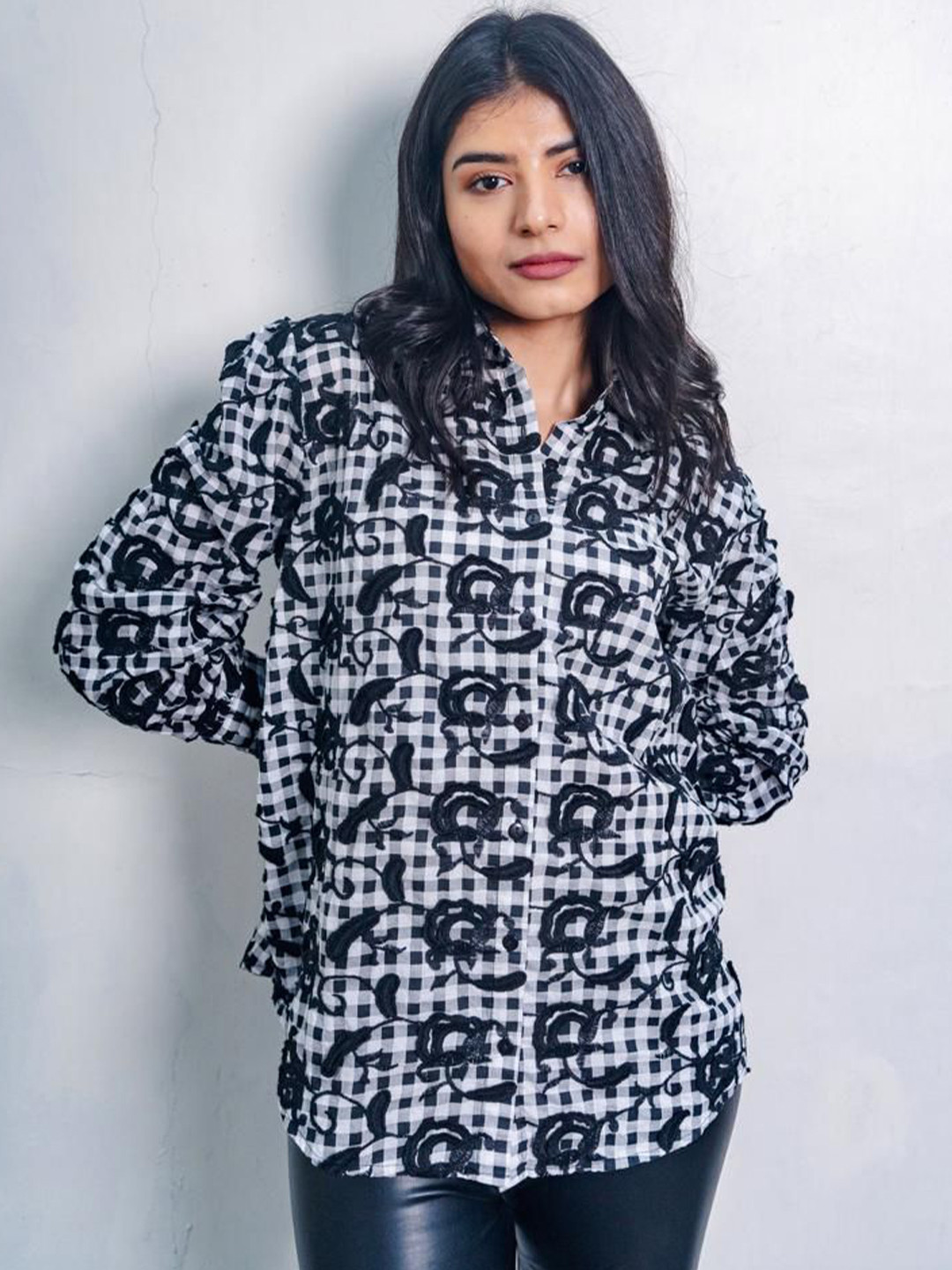 Luxe Weaves Relaxed Fit Floral Printed Spread Collar Cotton Oversized Shirt