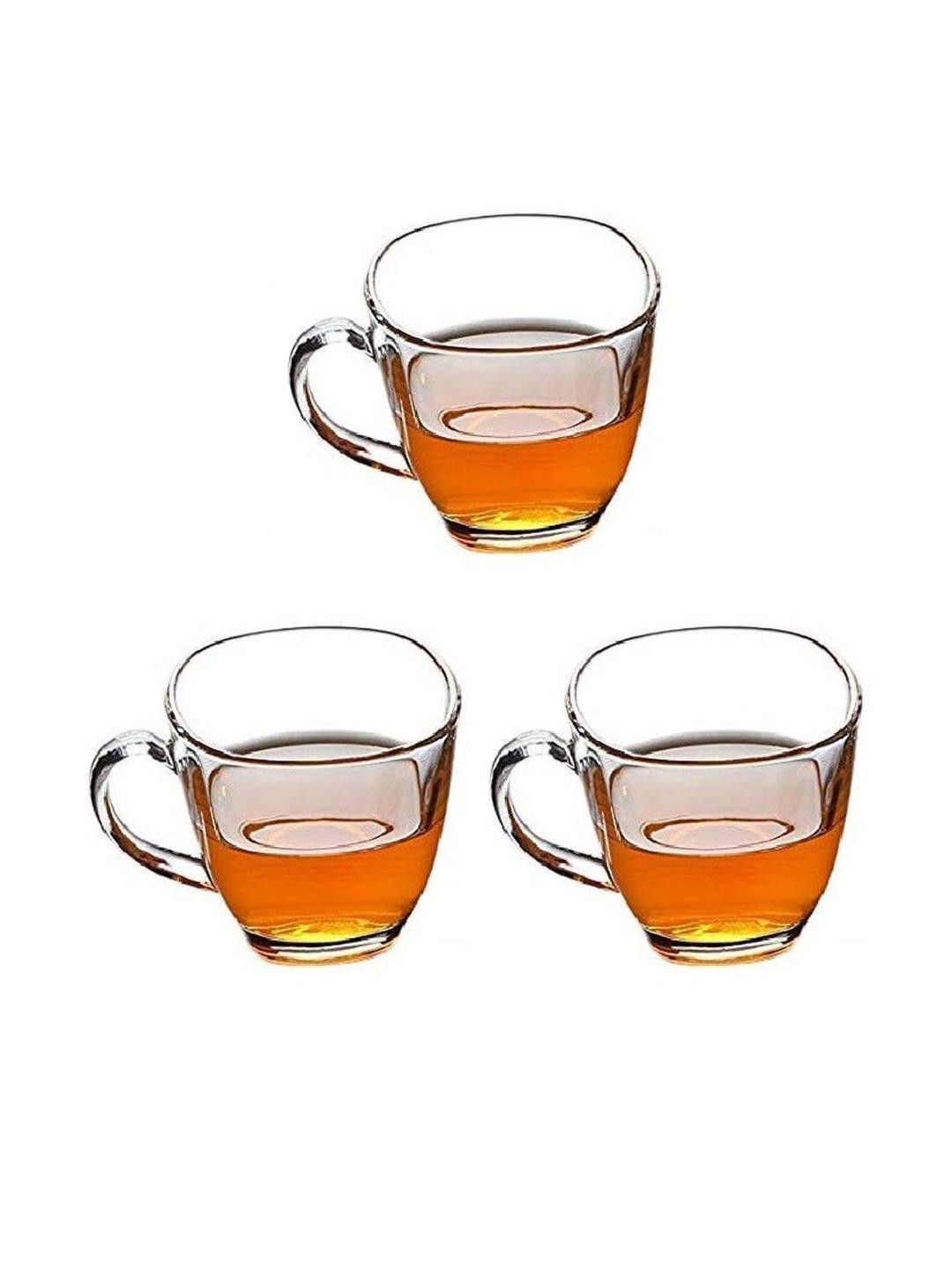 Somil Clear Glass Coffee & Tea Cup / Mug (100 Ml), Enjoy Your Drink in Style, 6.7 X 9 X 6.5 Cm, Pack of 3