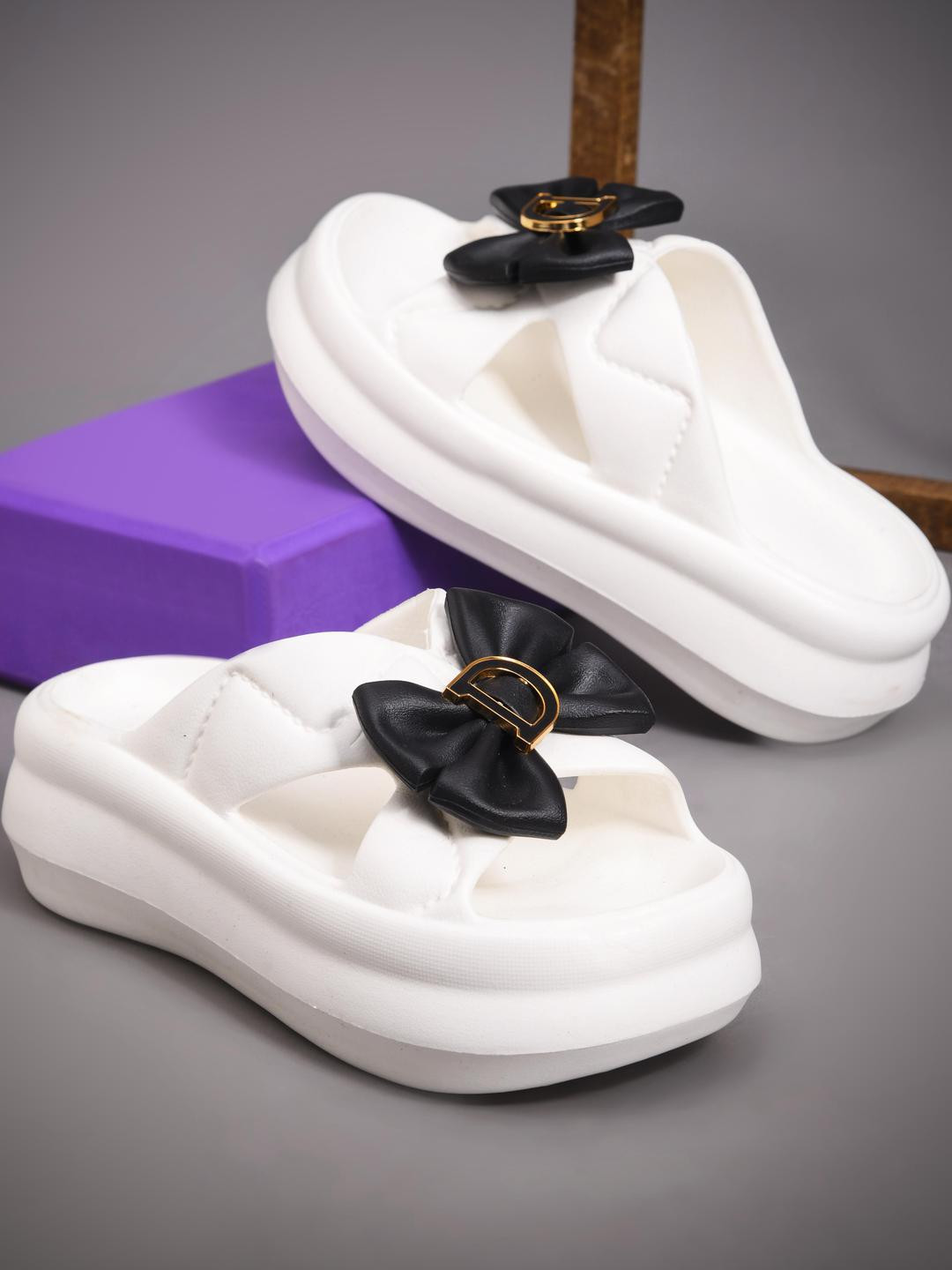 COGS Women Bow Detailed Rubber Sliders