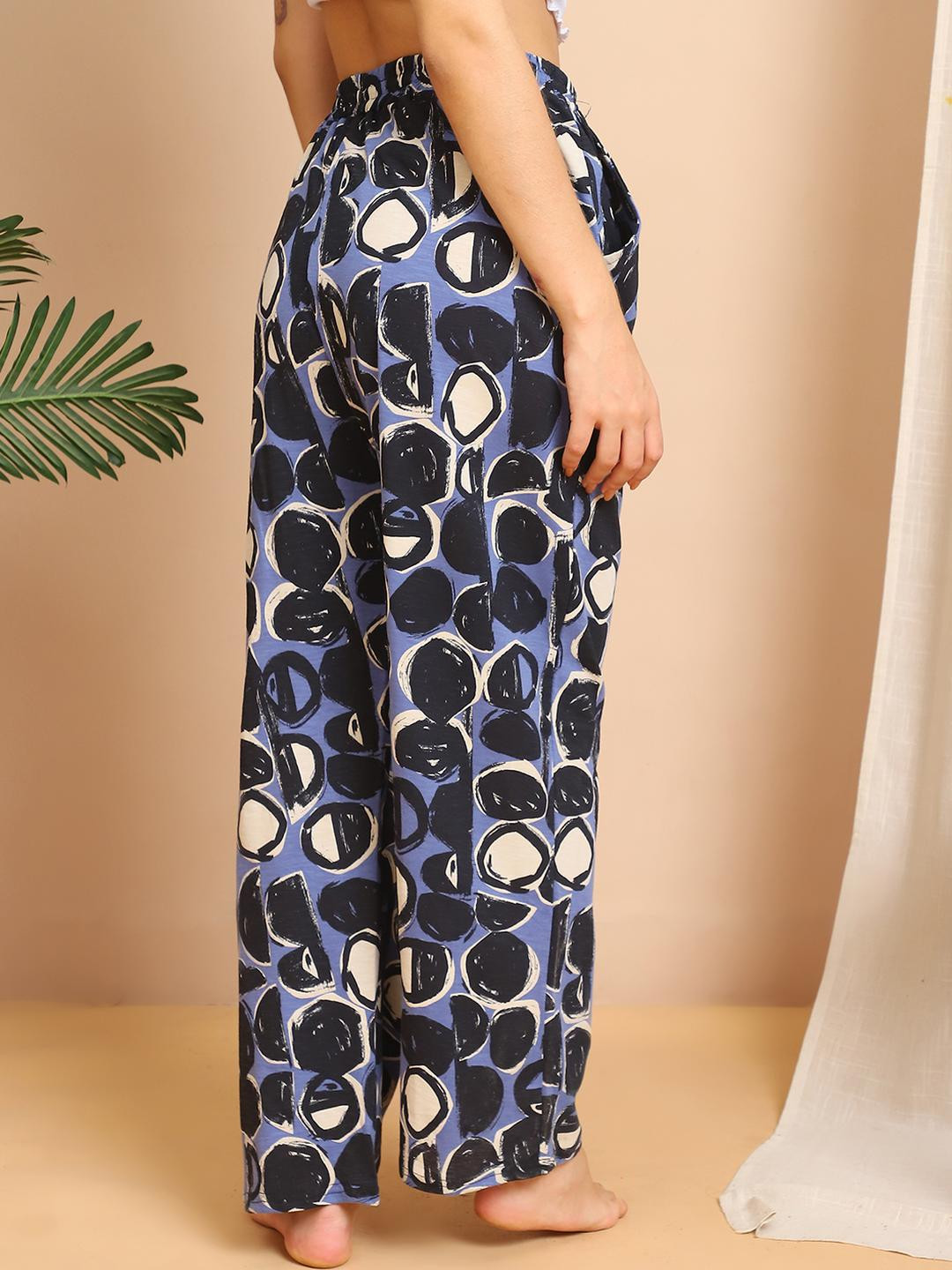 BLUE BLACK CIRCLE Printed LOUNGE PANT